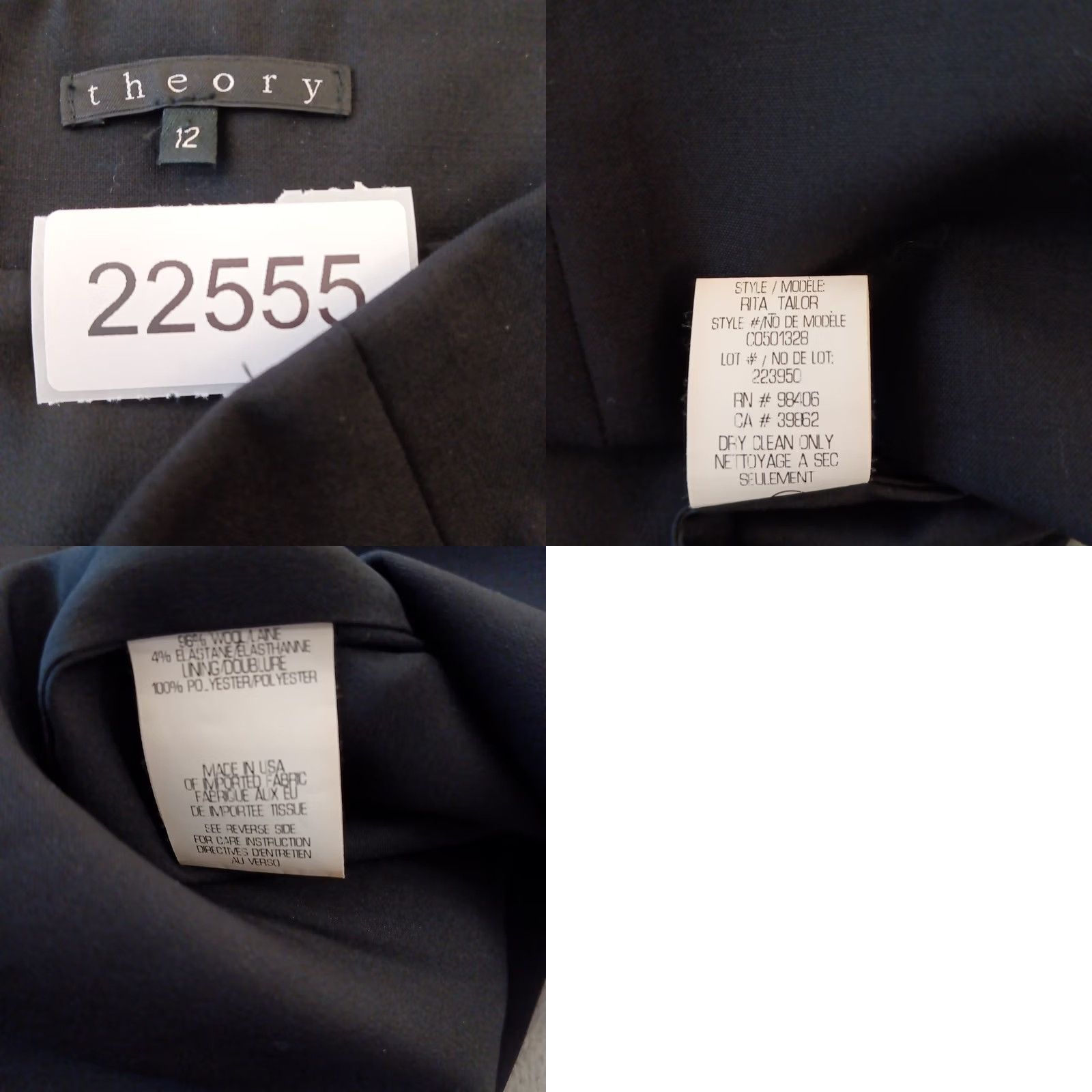Theory Theory Skirt Women Size 12 Black Midi Pencil Double Slit Lined Wool Blend Size 34" / US 12 / IT 48 - 8 Thumbnail