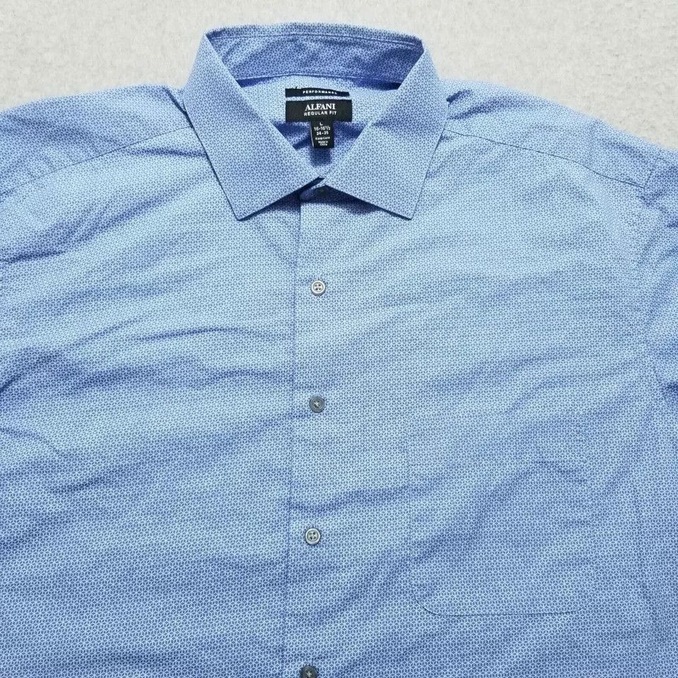 Alfani Alfani Shirt Mens Large Casual Button Up Long Sleeve Pocket Size US L / EU 52-54 / 3 - 4 Thumbnail