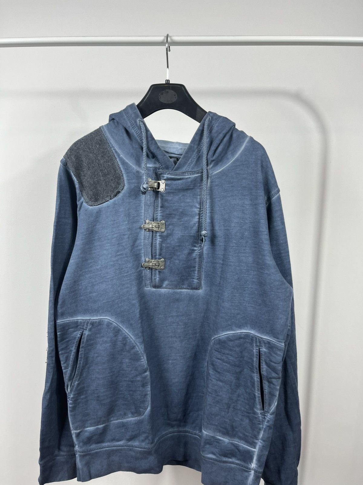 Desigual Desigual blue washed hoodie with metal buckles size M men Size US M / EU 48-50 / 2 - 2 Thumbnail