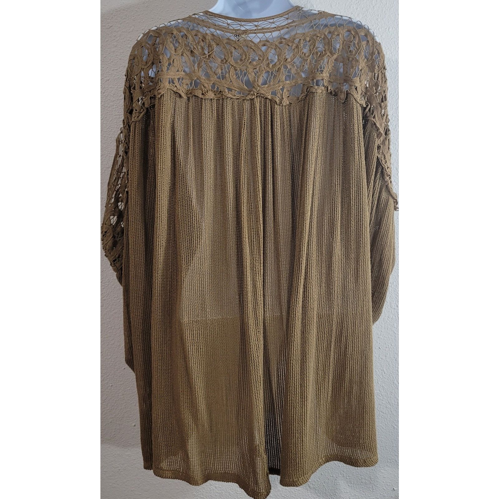 BKE By Bke Brown Gold Draped Open Front Knit Cardigan One Size Size ONE SIZE - 4 Thumbnail