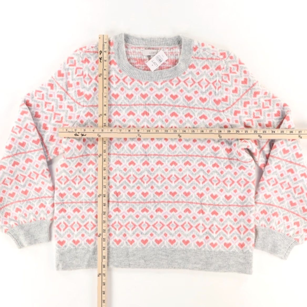 Loft Loft Fair Isle Crewneck Stretch Striped Sweater Gray Women's XXL Shirt Size XXL / US 16-18 / IT 52-54 - 3 Thumbnail