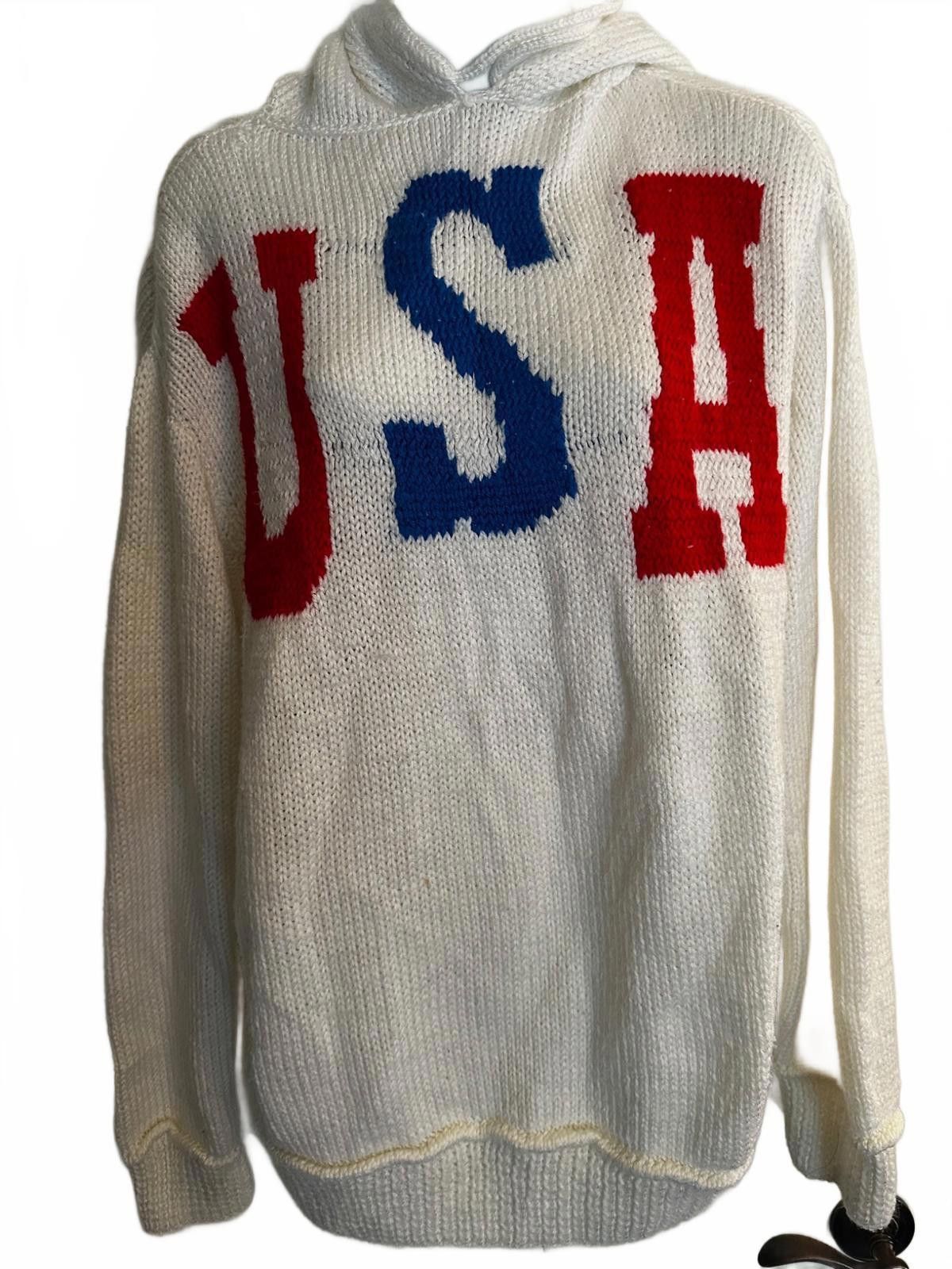 Other Vintage USA Chunky Knit Hooded Sweater Patriotic Size M / US 6-8 / IT 42-44 - 1 Thumbnail