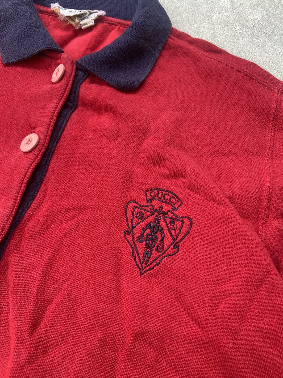 Gucci 90's Gucci Vintage sweatershirt half button red Size US M / EU 48-50 / 2 - 3 Thumbnail