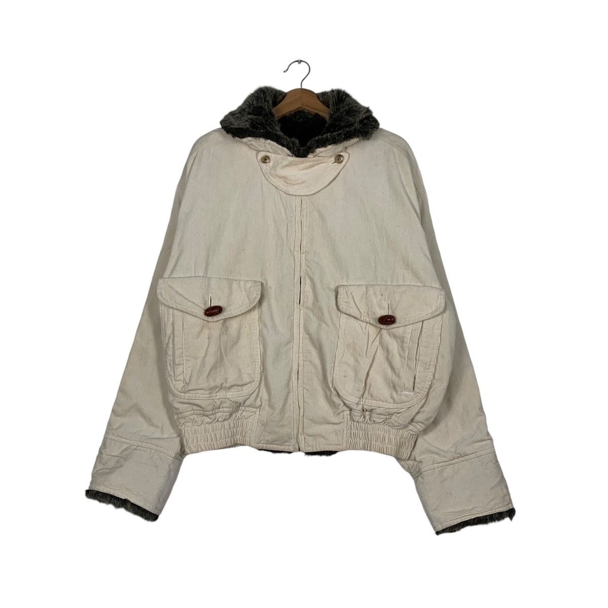 Japanese Brand VARORAV Neck Fur Zipper Cropped Jacket #1245-C56 Size M / US 6-8 / IT 42-44 - 1 Thumbnail