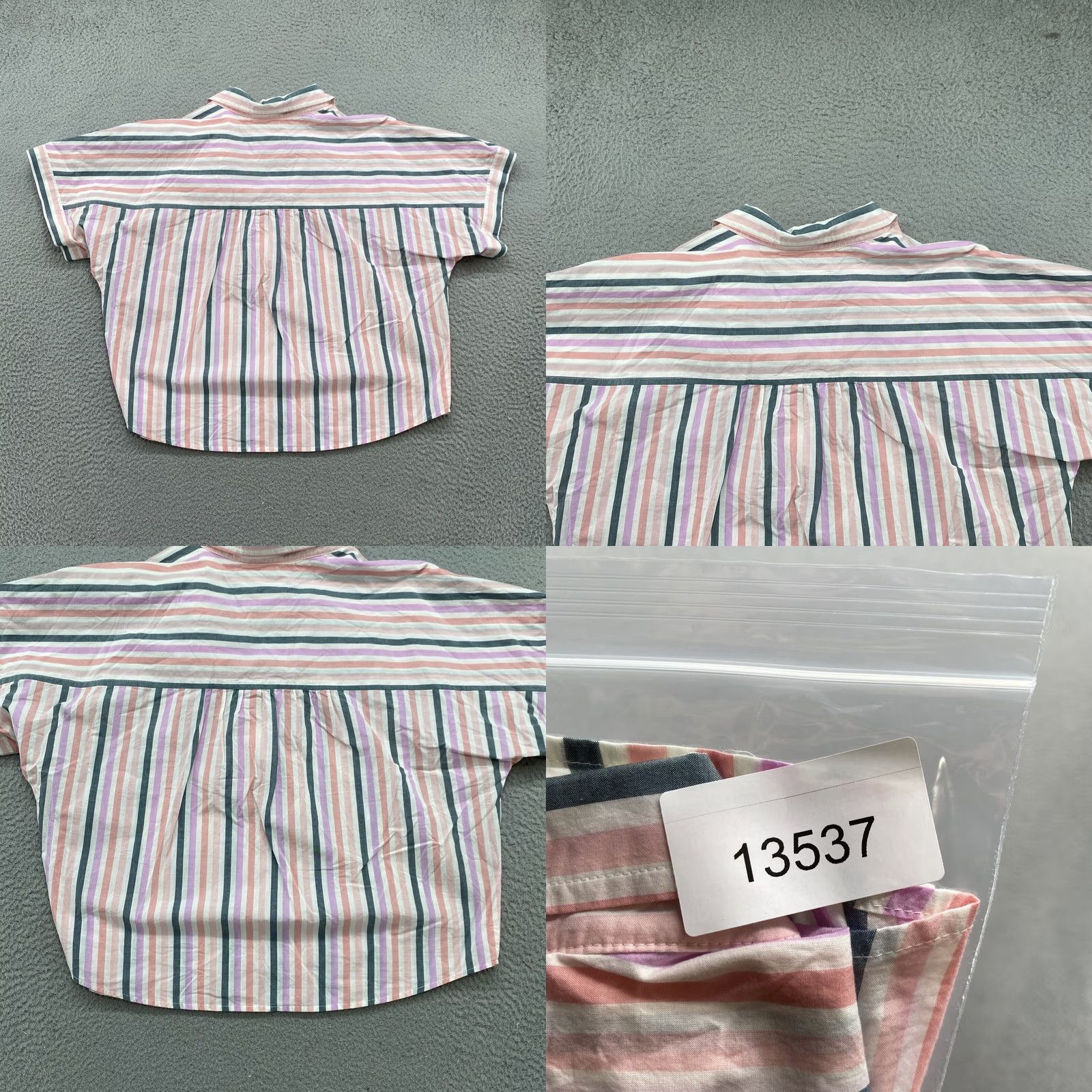 Vintage Universal Thread Womens Cropped Short Sleeve Collared Striped Shirt XL New Size XL / US 12-14 / IT 48-50 - 8 Thumbnail