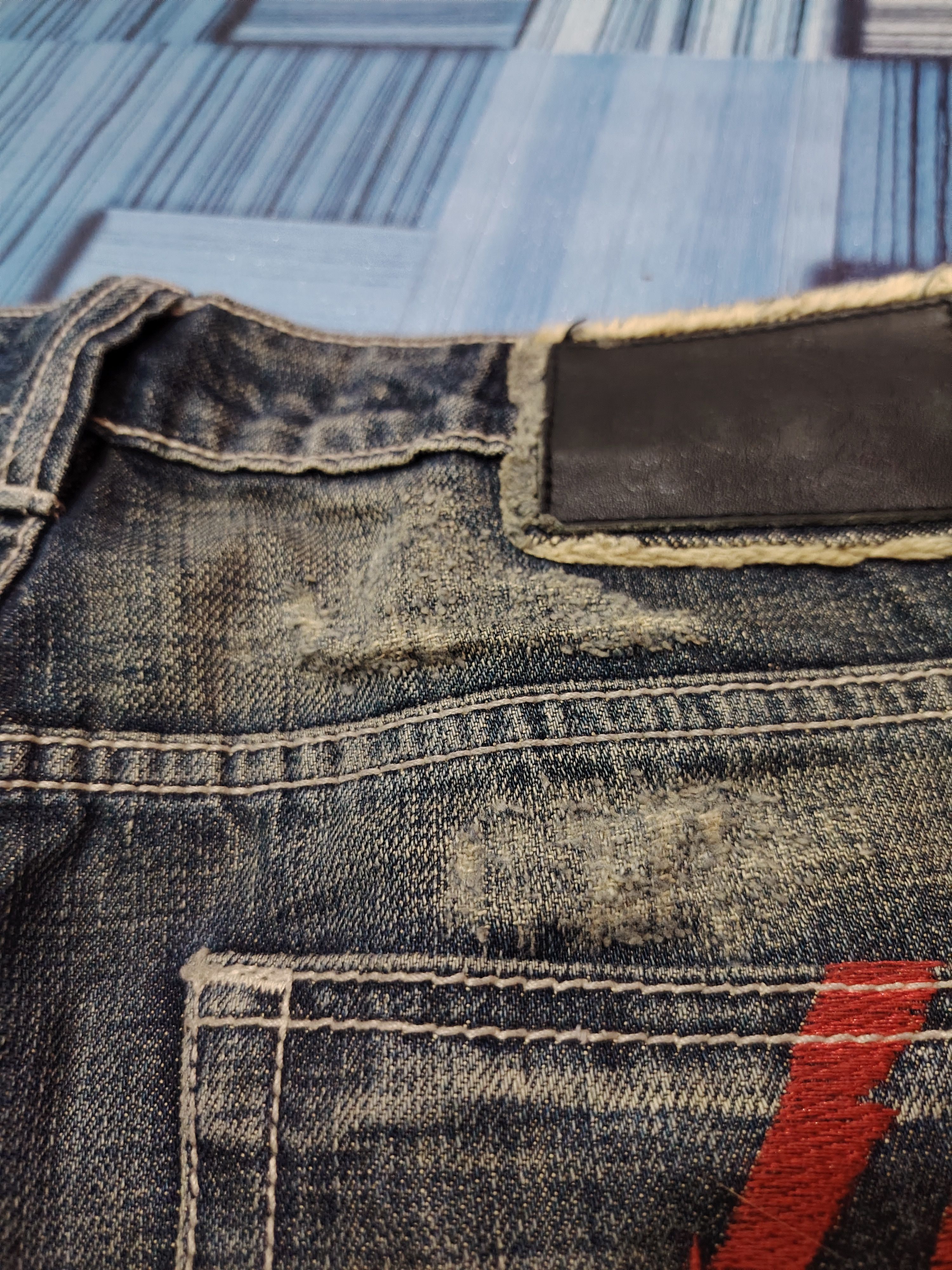Japanese Brand Distressed denim osaka big train flared jeans Size US 31 - 21 Thumbnail