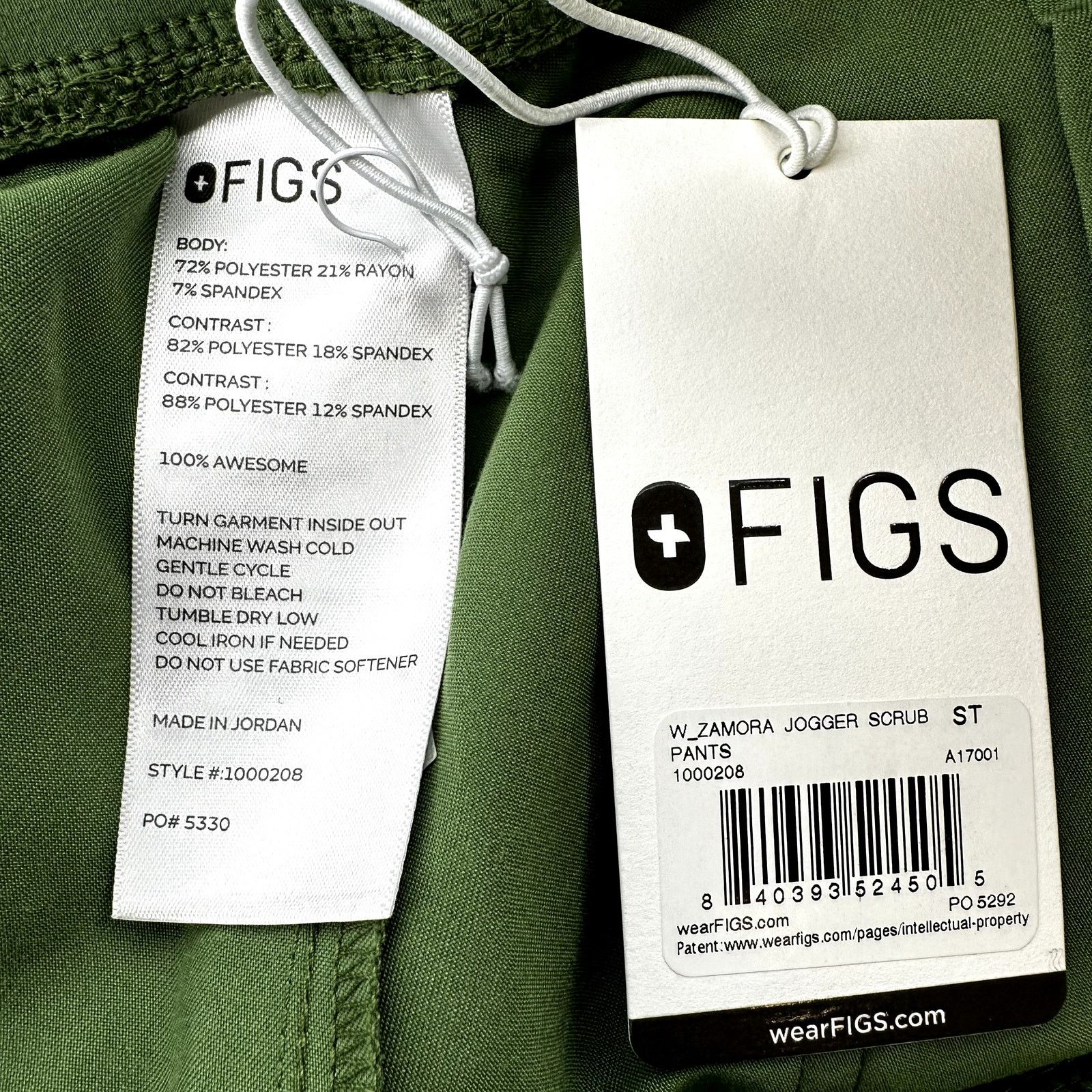 Other Figs Zamora Jogger Scrub Pants Drawstring Pockets Green ST Size 28" / US 6 / IT 42 - 3 Thumbnail