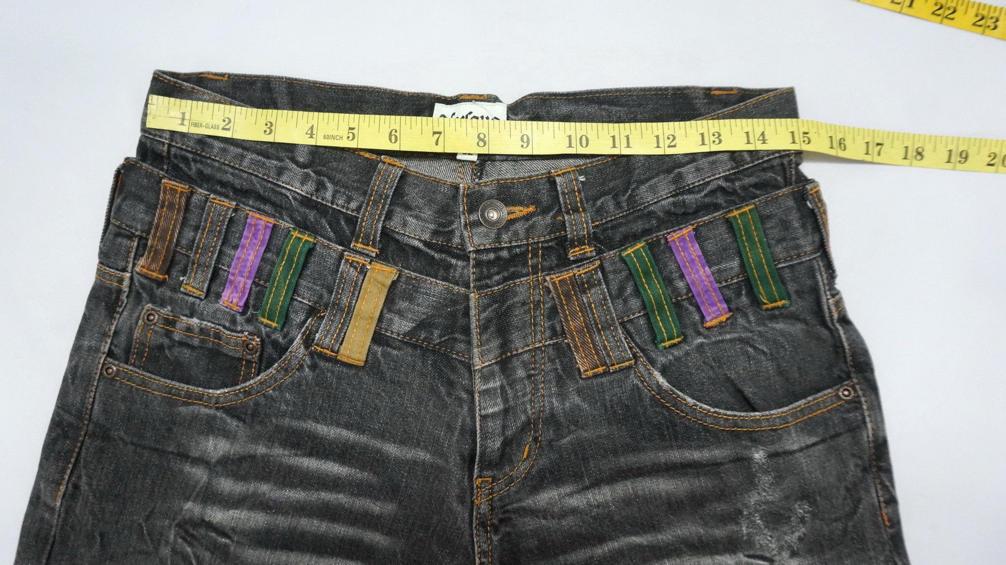 Japanese Brand 🔥 NYLAUS FADED Acid Distressed Double Waist Jeans Size US 30 / EU 46 - 11 Thumbnail