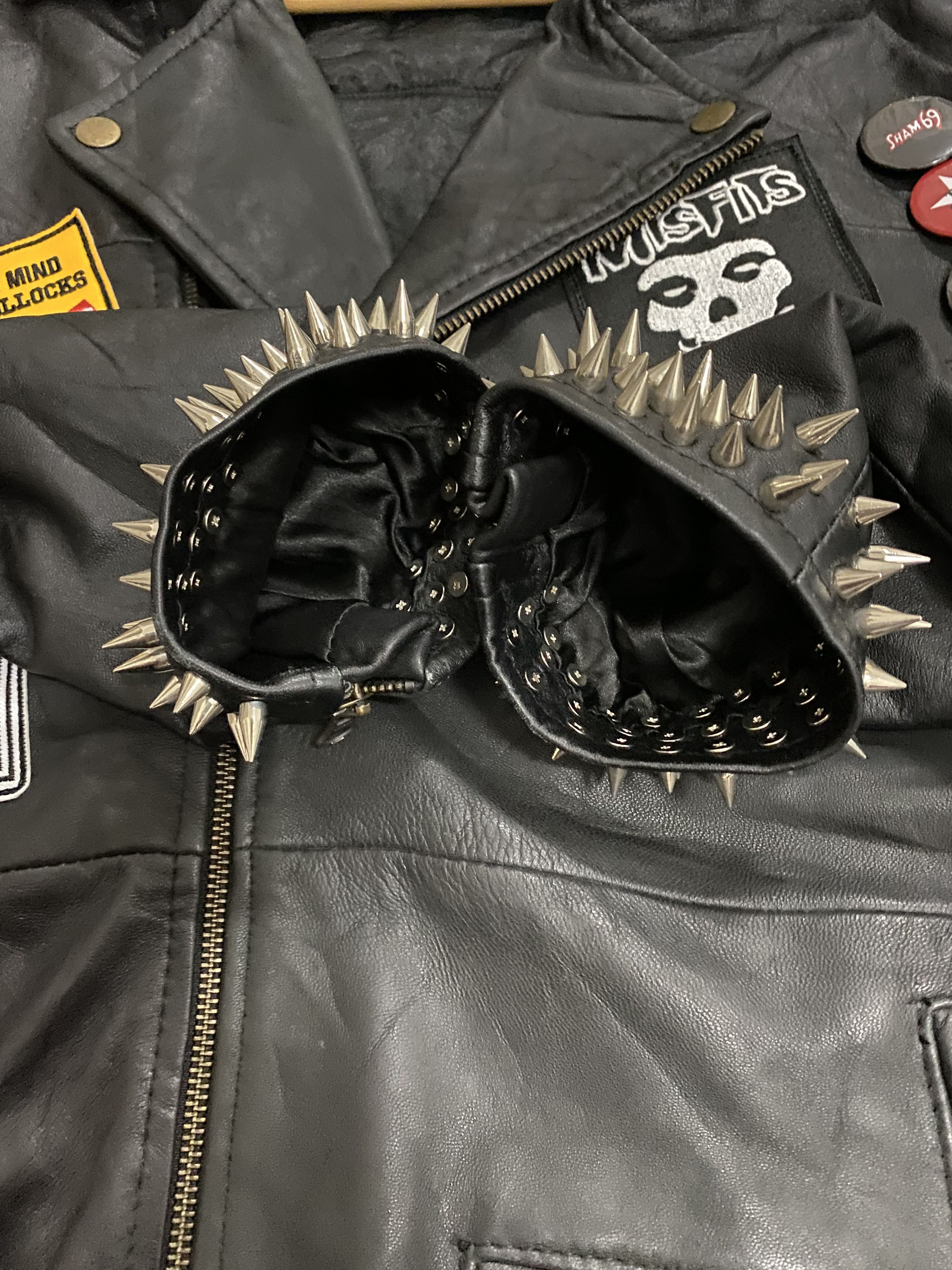 Schott Street Punks Leather Studded Spike Double Collar Jacket Size US M / EU 48-50 / 2 - 12 Thumbnail