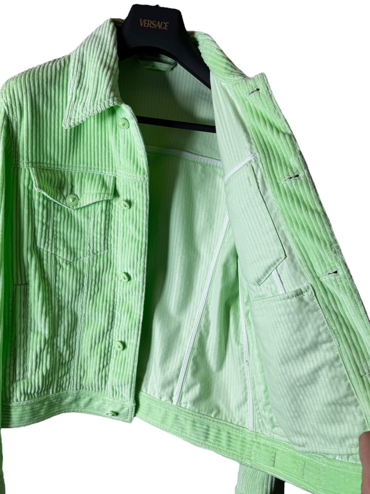 Versace Versace lime green corduroy jacket with Medusa buttons Size US M / EU 48-50 / 2 - 10 Thumbnail
