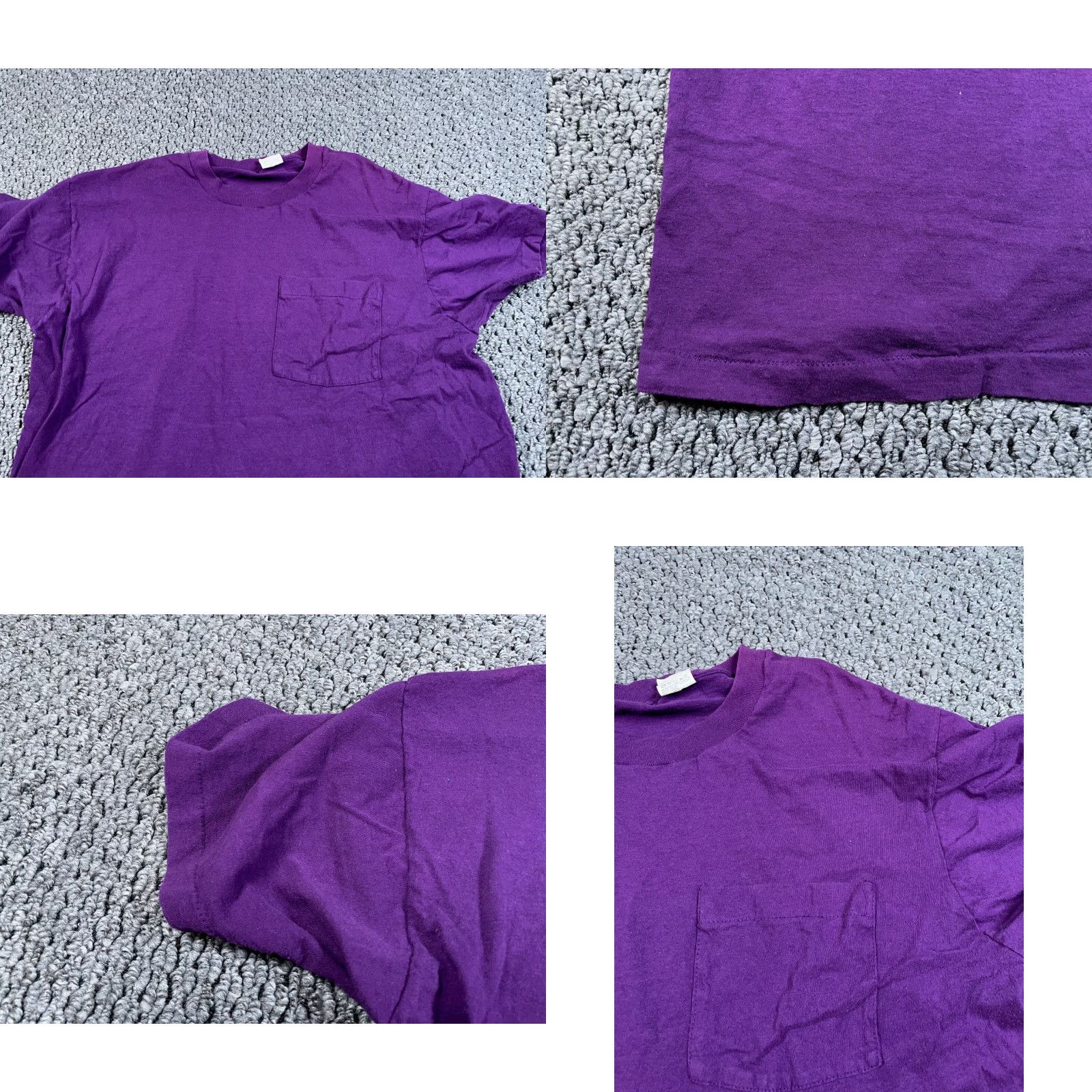 Fruit Of The Loom VINTAGE Fruit of the Loom 80s Pocket T-Shirt Adult XL Purple Single Stitch Retro Mens Size US XL / EU 56 / 4 - 8 Thumbnail