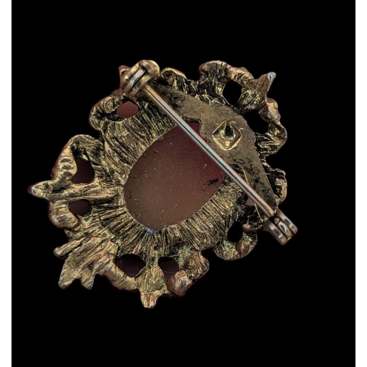 Other Vintage Floral Cameo Brooch Pendant 1 1/2 Inch Oval Frame Size ONE SIZE - 2 Thumbnail