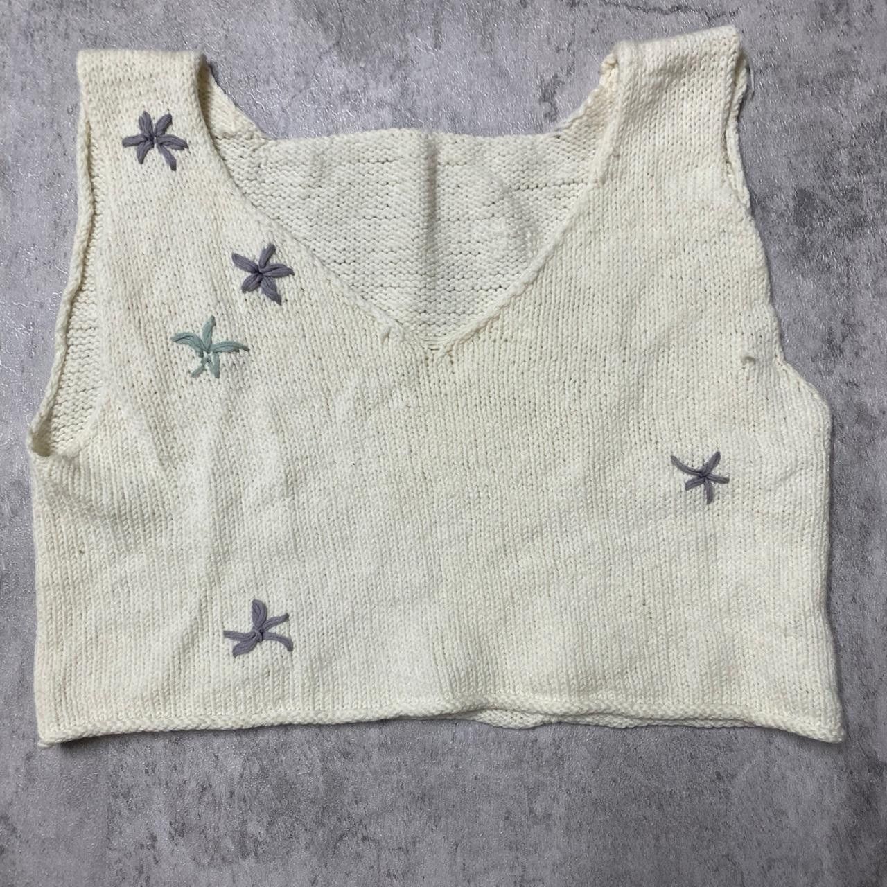 Other Cream and blue crochet crop top Size S / US 4 / IT 40 - 1 Thumbnail