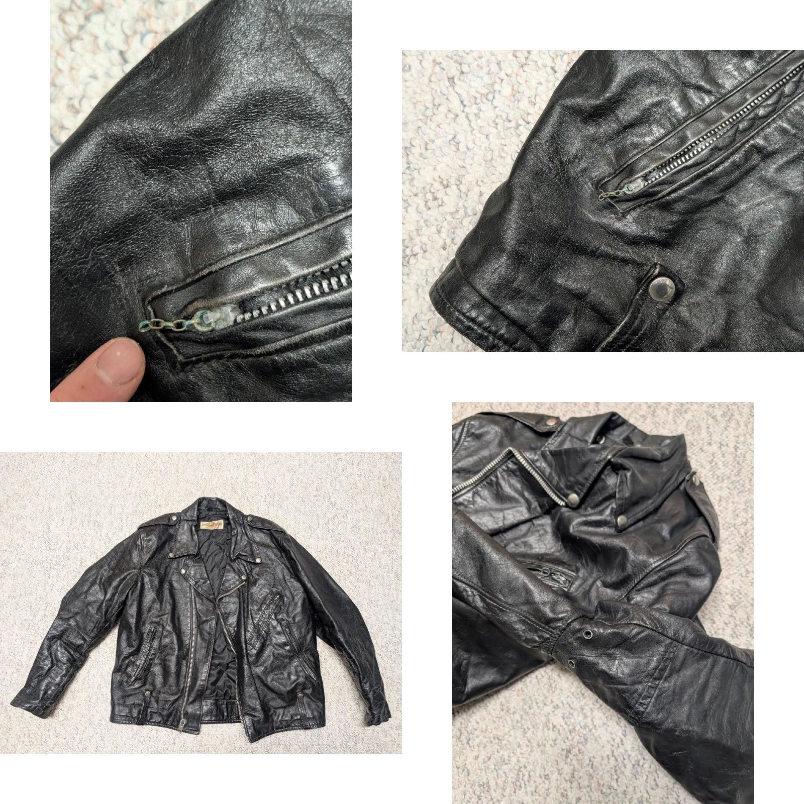 Harley Davidson VINTAGE Harley-Davidson motorcycle Jacket 44 black L Mens Size US L / EU 52-54 / 3 - 9 Thumbnail