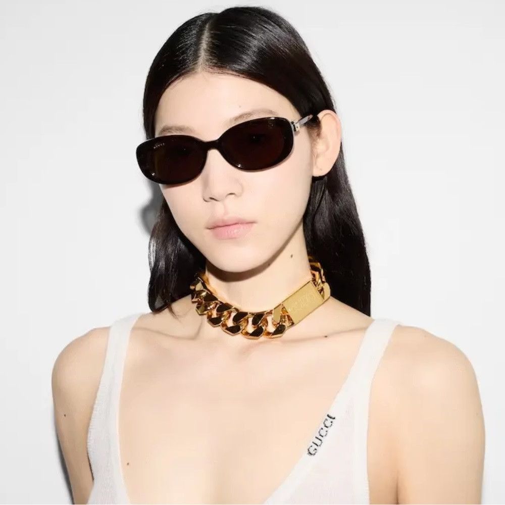 Gucci NEW Gucci GG1684SA 001 Unisex Oval Sunglasses GG 1684SA Size ONE SIZE - 3 Thumbnail