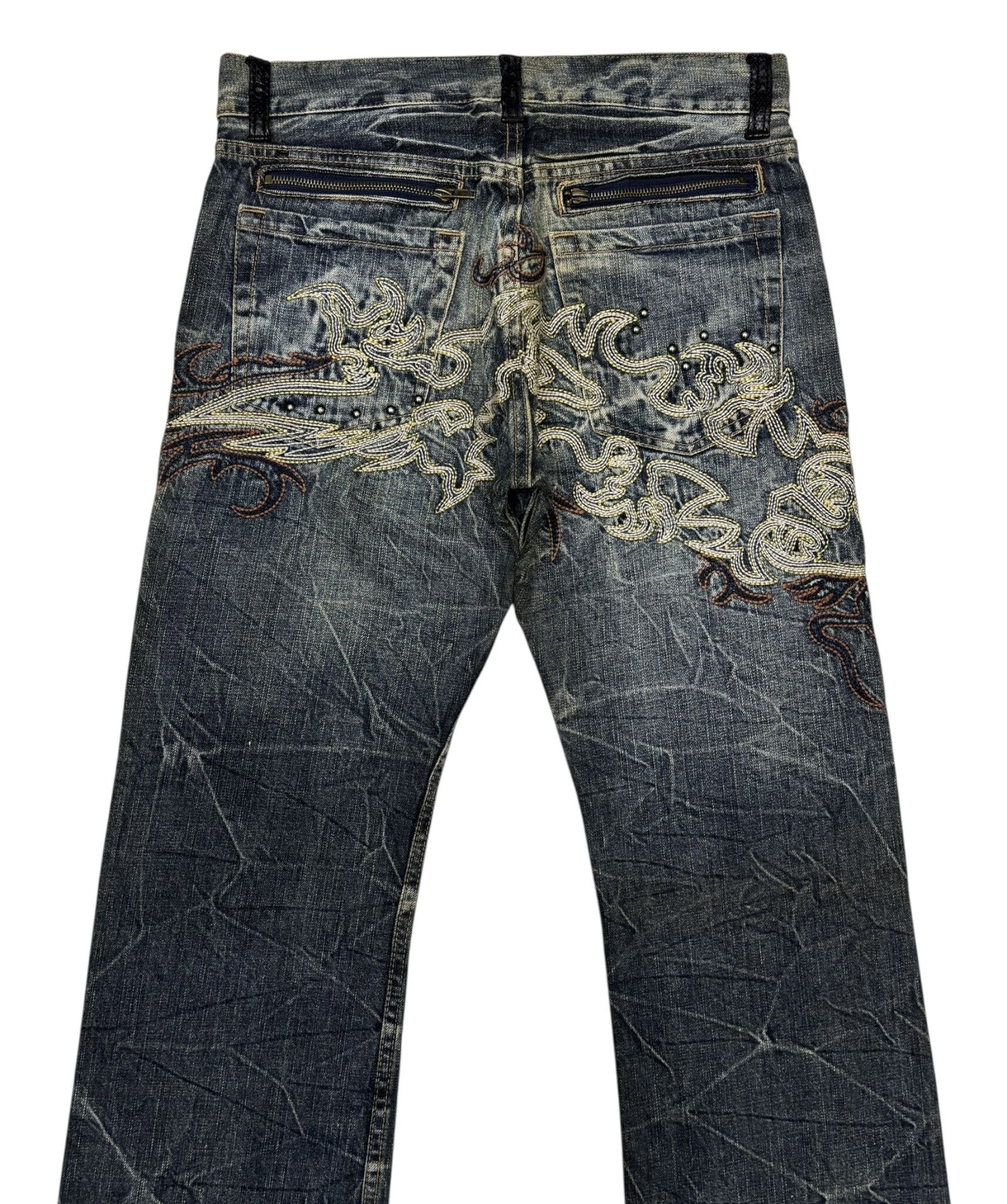 If Six Was Nine Flare Jeans Japanese Brand Snake Skin Embroidery Jeans Size US 32 / EU 48 - 8 Thumbnail