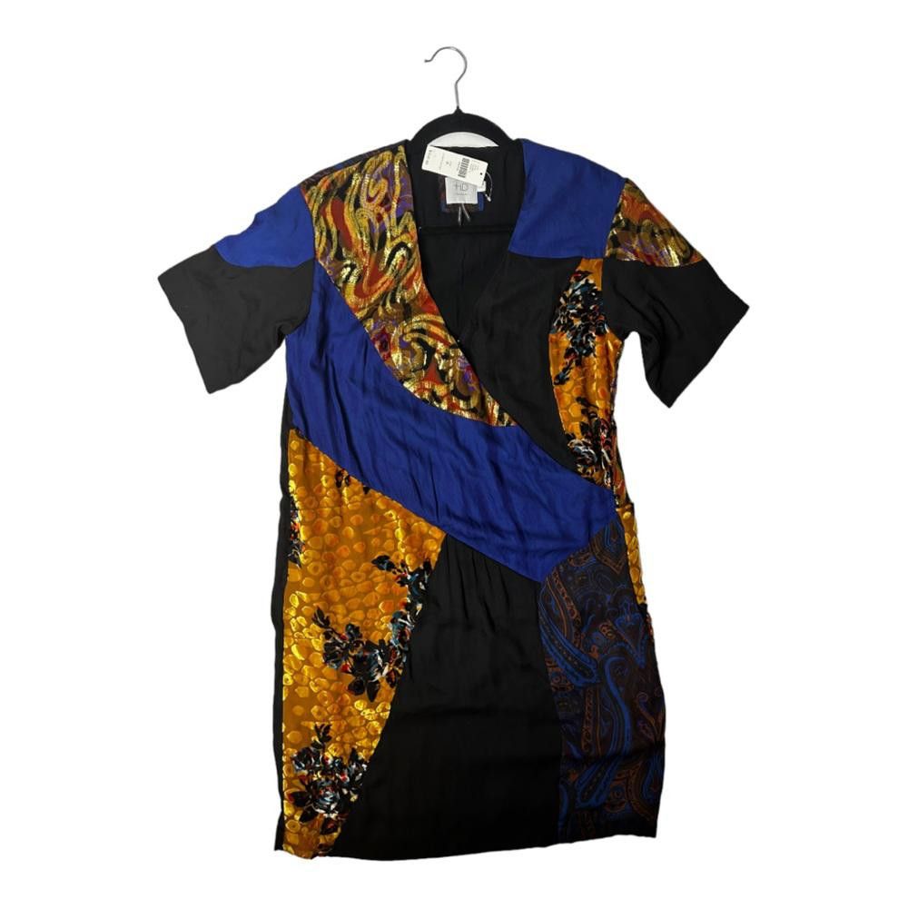 Designer Anthropologie l NWT Camilla Paris Patchwork Silk Dress 0 Size XS / US 0-2 / IT 36-38 - 2 Thumbnail