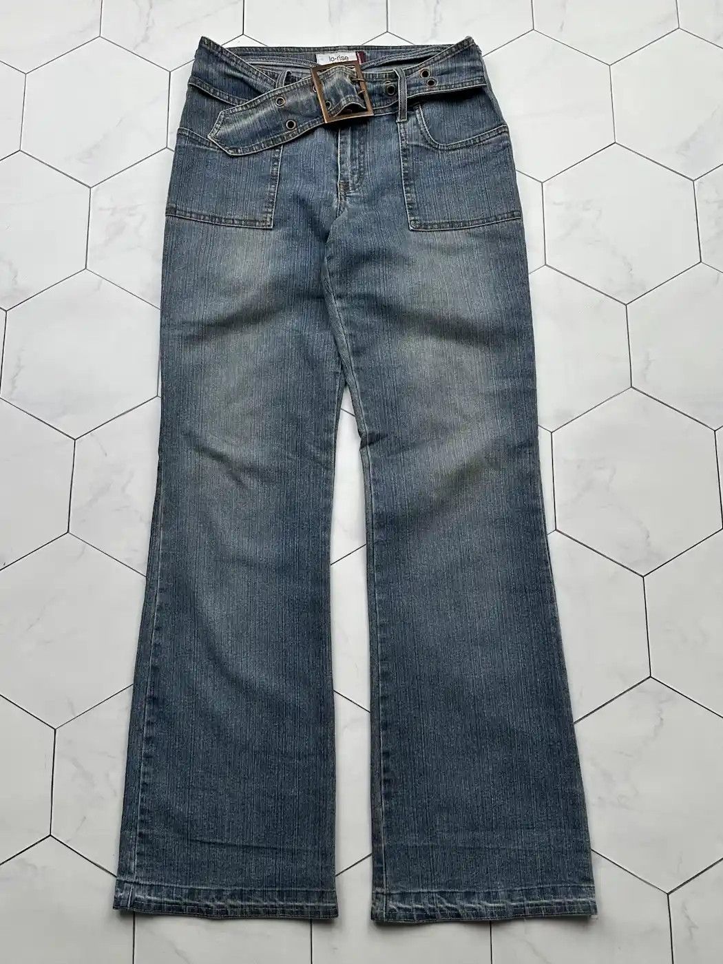 Japanese Brand Vintage Belt Flare Jeans (B479) E2 Size 28" / US 6 / IT 42 - 1 Thumbnail