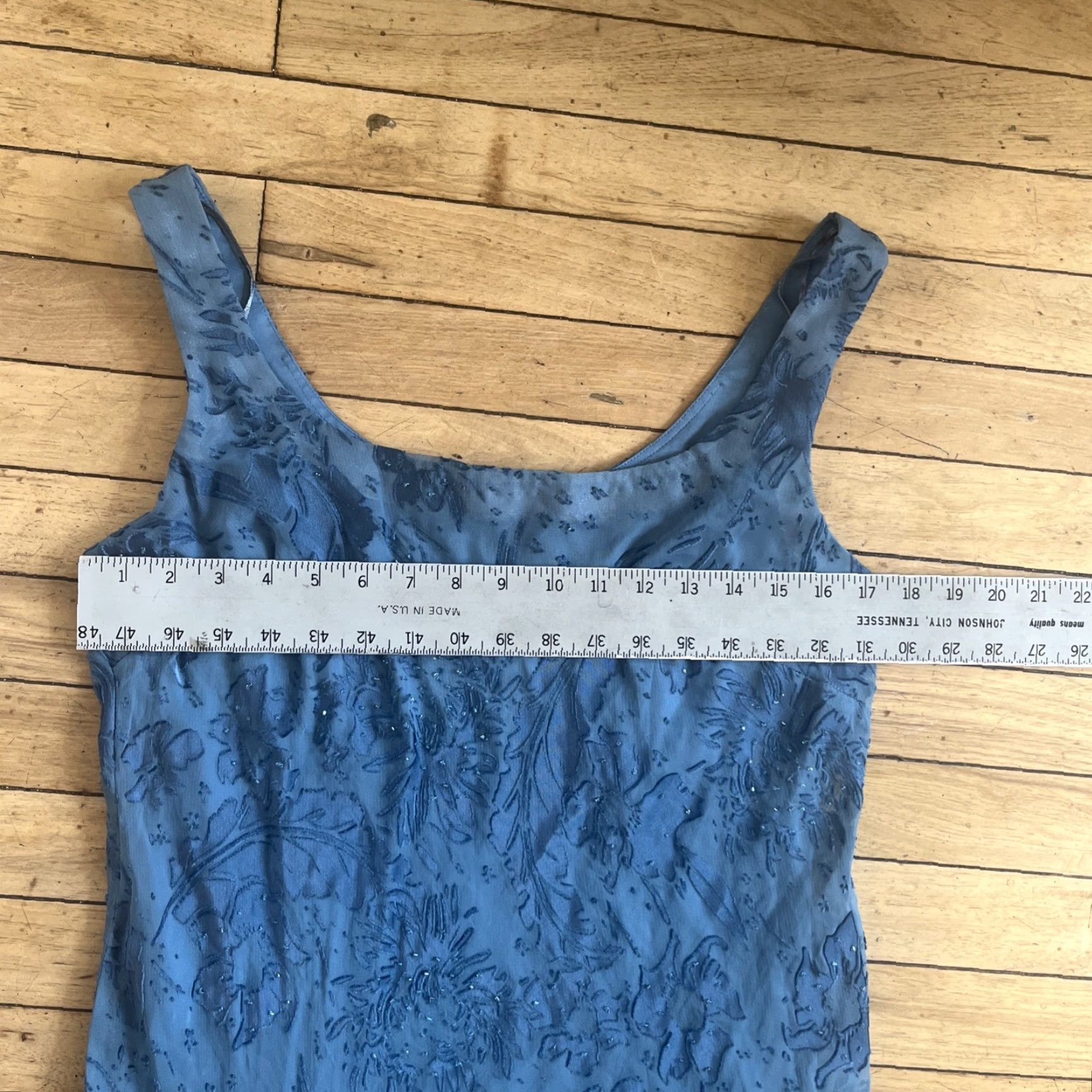 Alex Evenings VINTAGE Alex Evenings Dress 14P Blue Floral Beaded Fairy Y2k Occasion Formal Fringe 14P Dress Size XL / US 12-14 / IT 48-50 - 6 Thumbnail