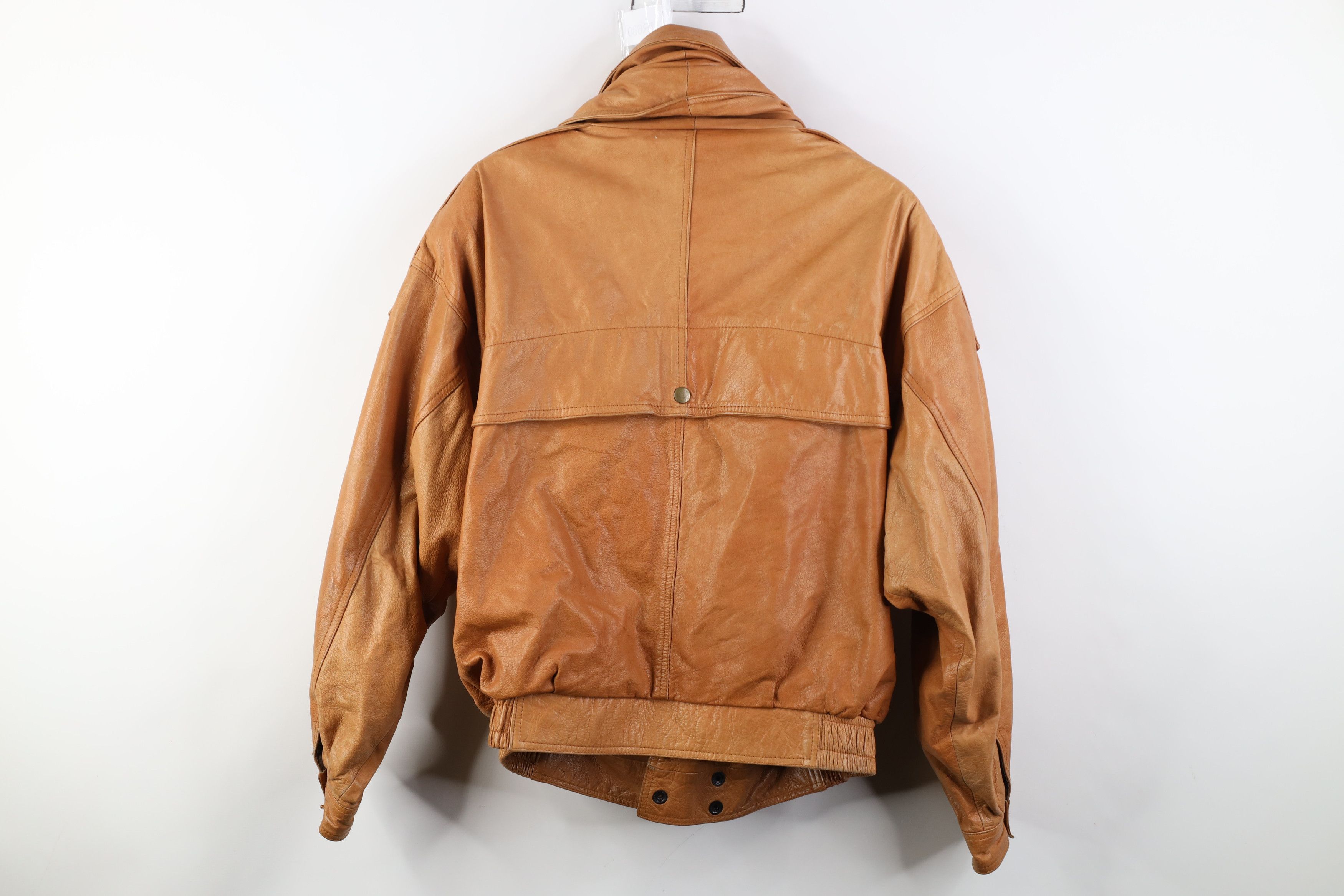 Vintage Vintage 90s Streetwear Collared Button Leather Bomber Jacket Size US S / EU 44-46 / 1 - 13 Thumbnail