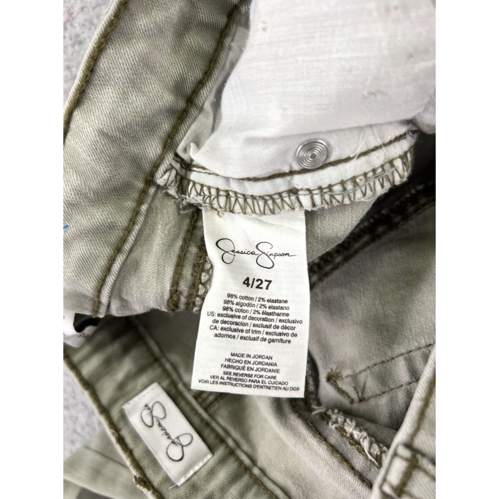 Jessica Simpson Jessica Simpson Women's Green Denim Jeans Skinny Crop Pants 4 Cotton Zipper 24in Inseam Retro Size 27" / US 4 / IT 40 - 7 Thumbnail