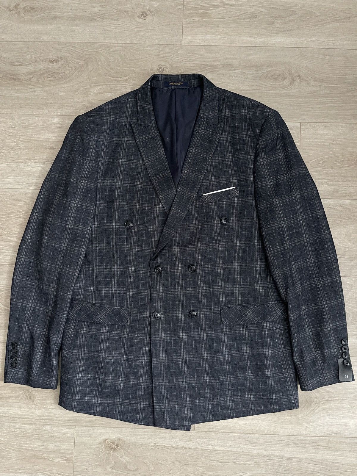 Vintage Double-breasted jacket dark blue giorgio santini collezione Size 46R - 8 Thumbnail