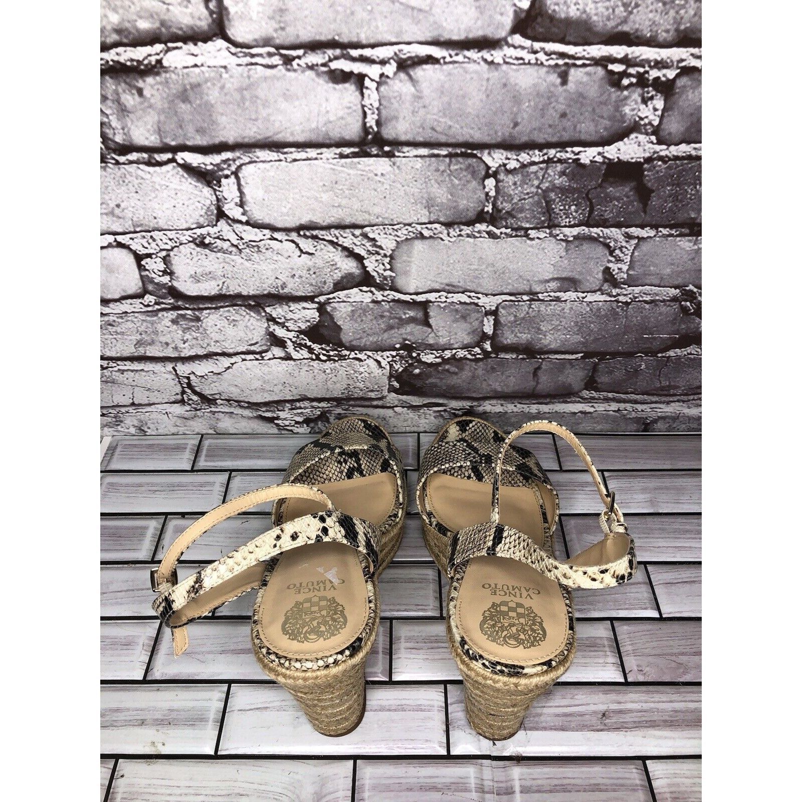 Vince Camuto Vince Camuto Marybell Ivory Leather Snake Wedge Espadrilles Size US 10.5 / IT 40.5 - 19 Thumbnail