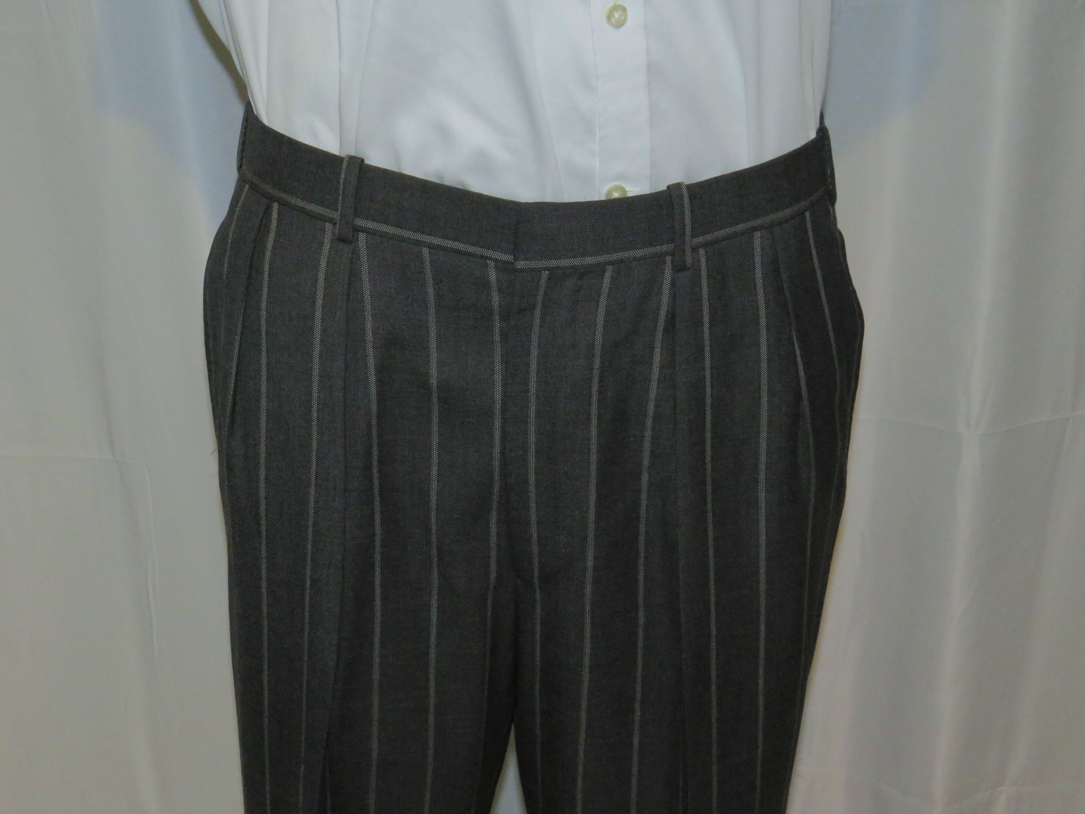 Alan Flusser × Martin Greenfield Bespoke Charcoal Gray Broadstripe Two Button Suit 40L Size 40L - 15 Thumbnail