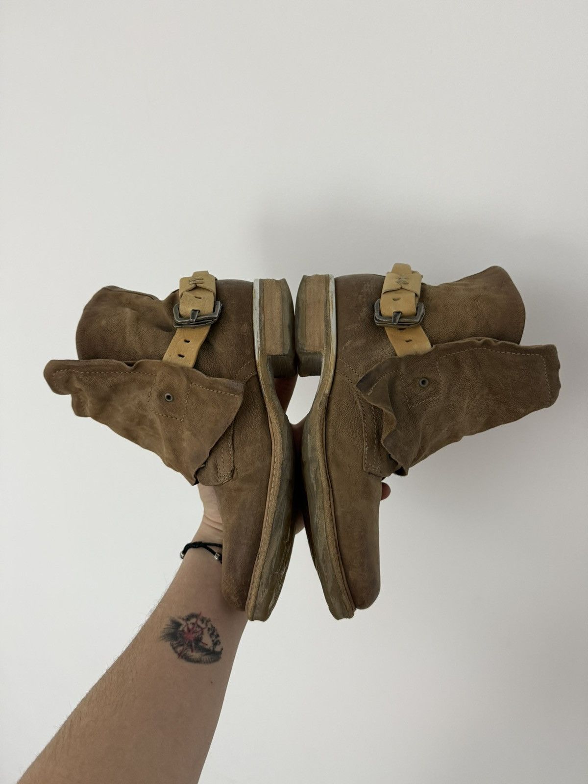 A.S.98 Vintage A.S 98 Leather Ankle Biker Boots Italy Beige Size US 9 / IT 39 - 8 Thumbnail