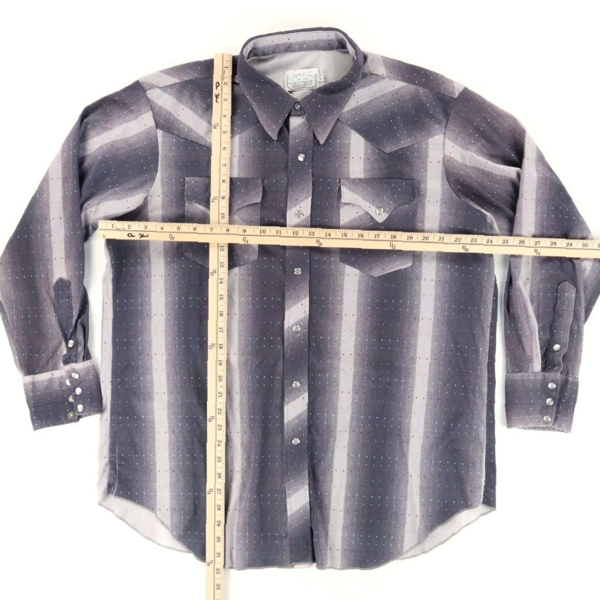 Vintage VTG H Bar C Long Tail 18-34 Western Pearl Snap Striped Shirt Gray Men's XL Size US XL / EU 56 / 4 - 3 Thumbnail