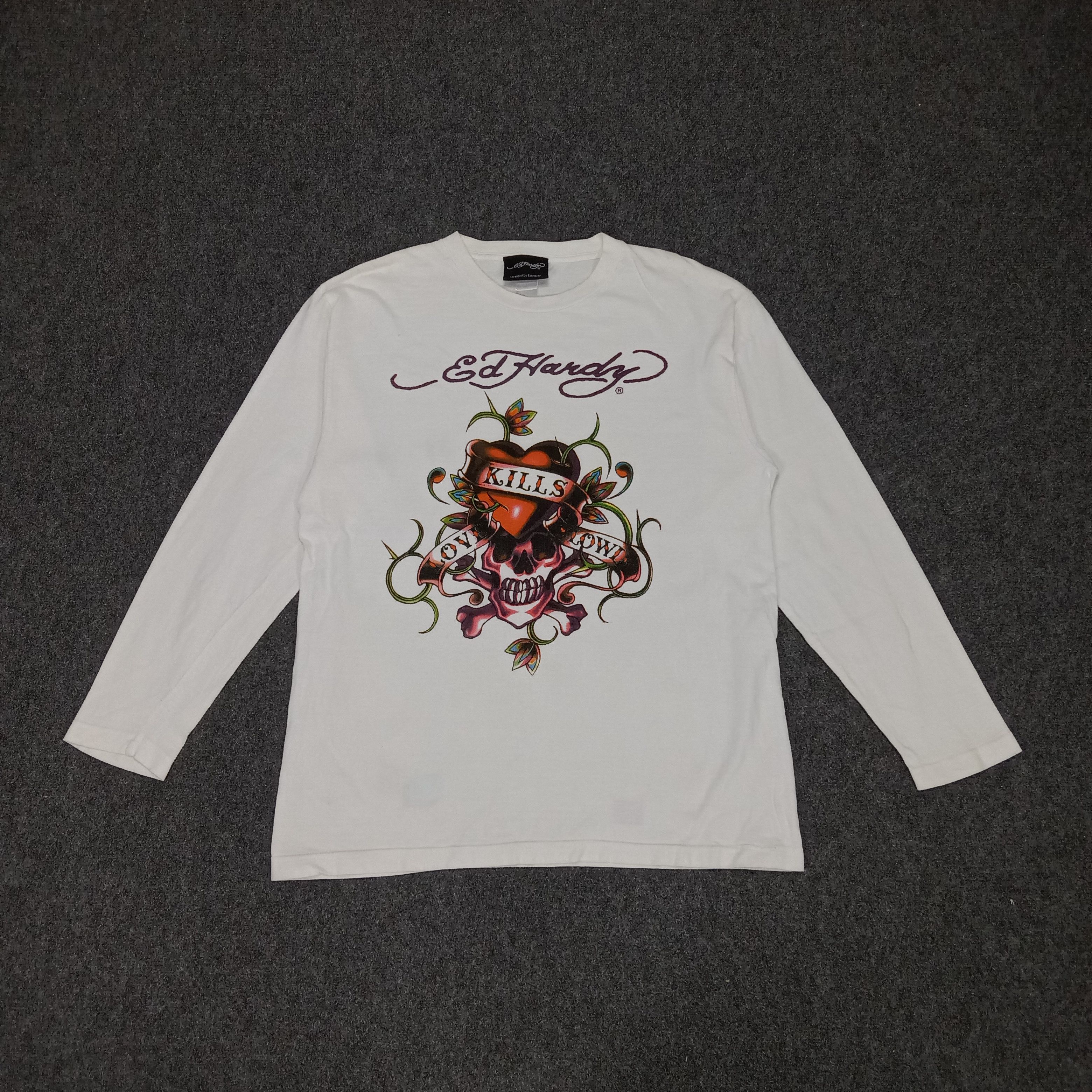 Designer × Ed Hardy × Vintage Ed Hardy American Designer Skull Art Tshirt Size US L / EU 52-54 / 3 - 1 Thumbnail