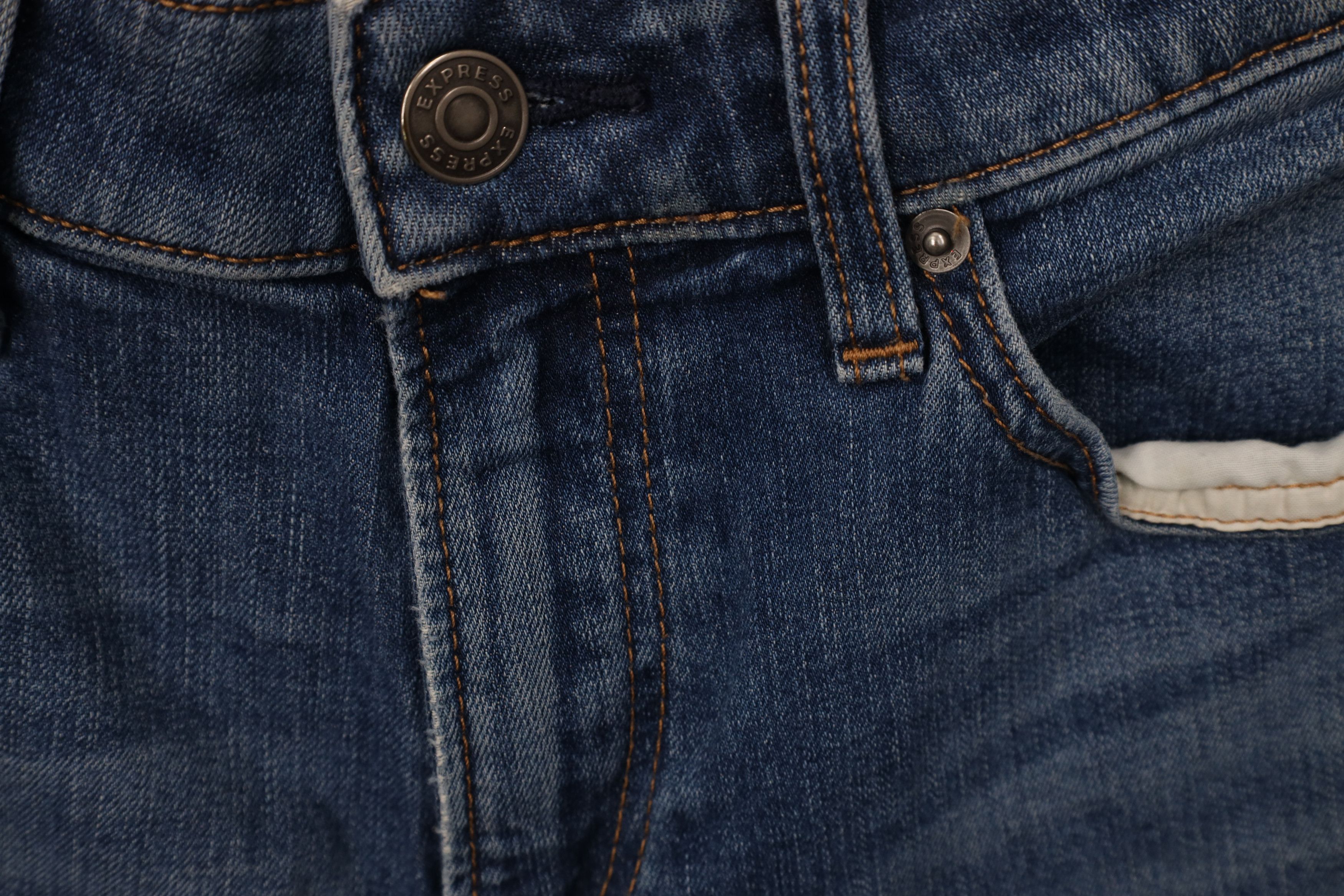 Express Express Stretch Rocco Slim Fit Straight Leg Denim Jeans Blue Size US 31 - 6 Thumbnail