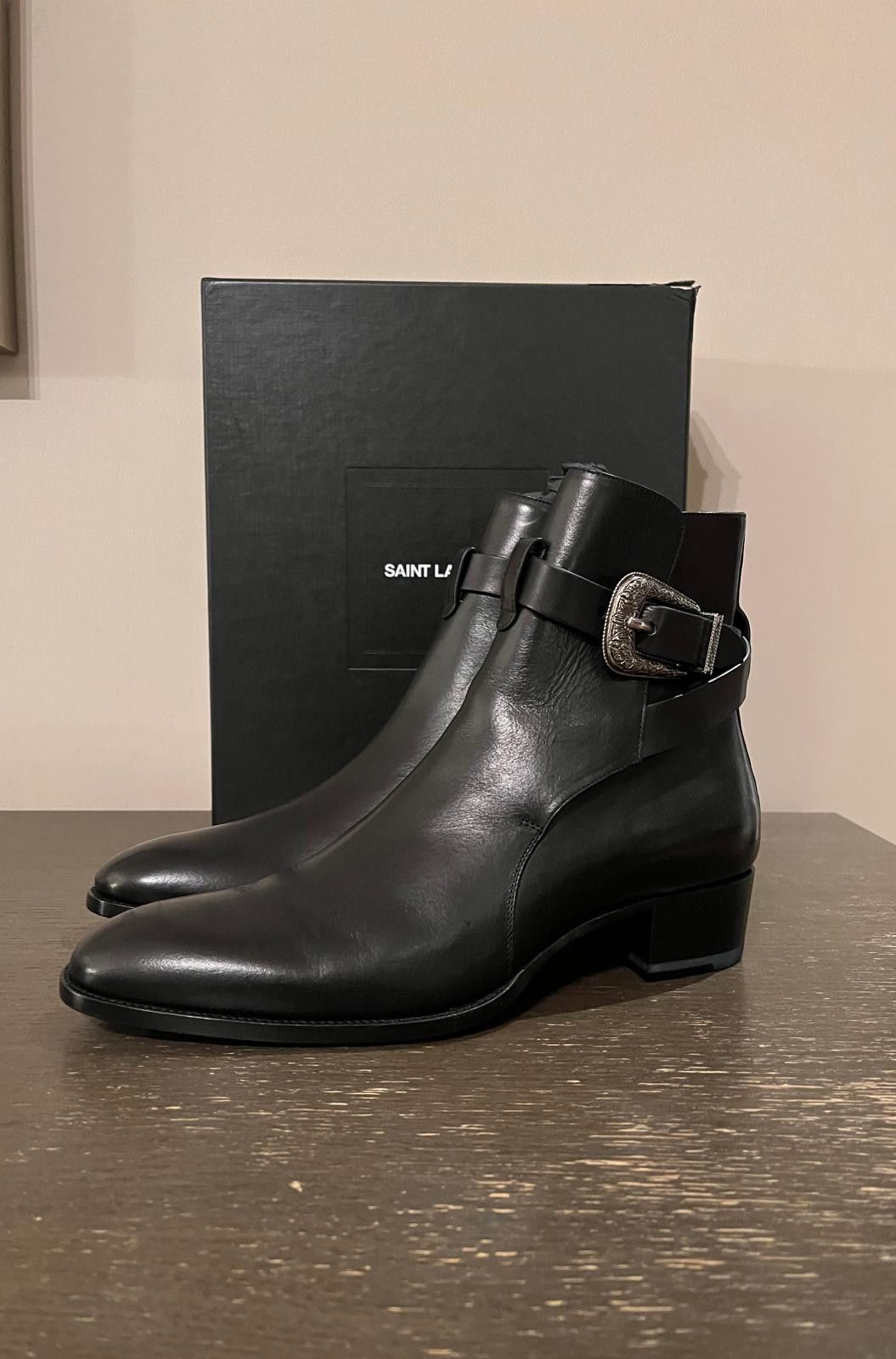 image of Saint Laurent Paris Q.2 / Wyatt 40 Buckle Boots In Black, Men's (Size 10)