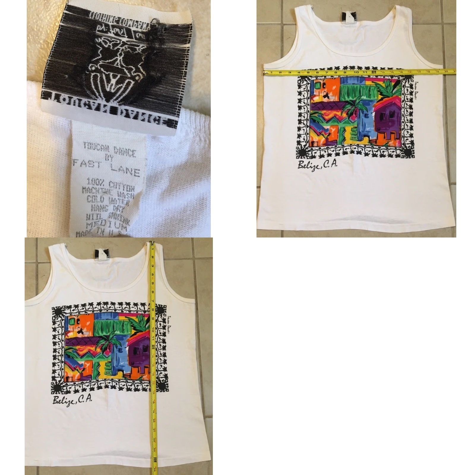 Vintage VINTAGE Belize Faded Abstract Art Tank Top XS White Graphic Tee Men 90s 80s Beach Vaporwave Grunge Street USA Reg.102 Size US XS / EU 42 / 0 - 8 Thumbnail