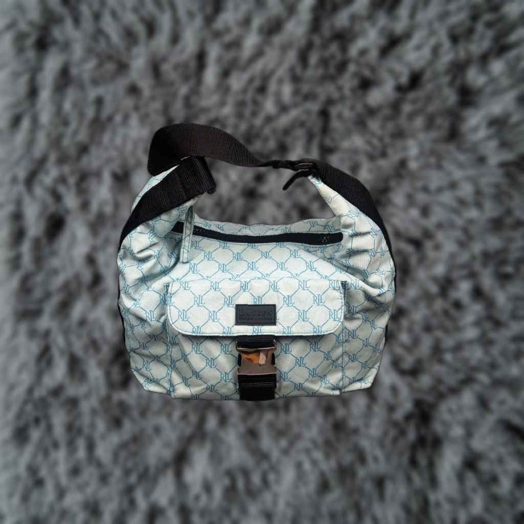 Ralph Lauren VINTAGE Lauren Ralph Lauren Hobo Handbag Monogram blue City Designer Women's Medium Bag Size ONE SIZE - 1 Thumbnail