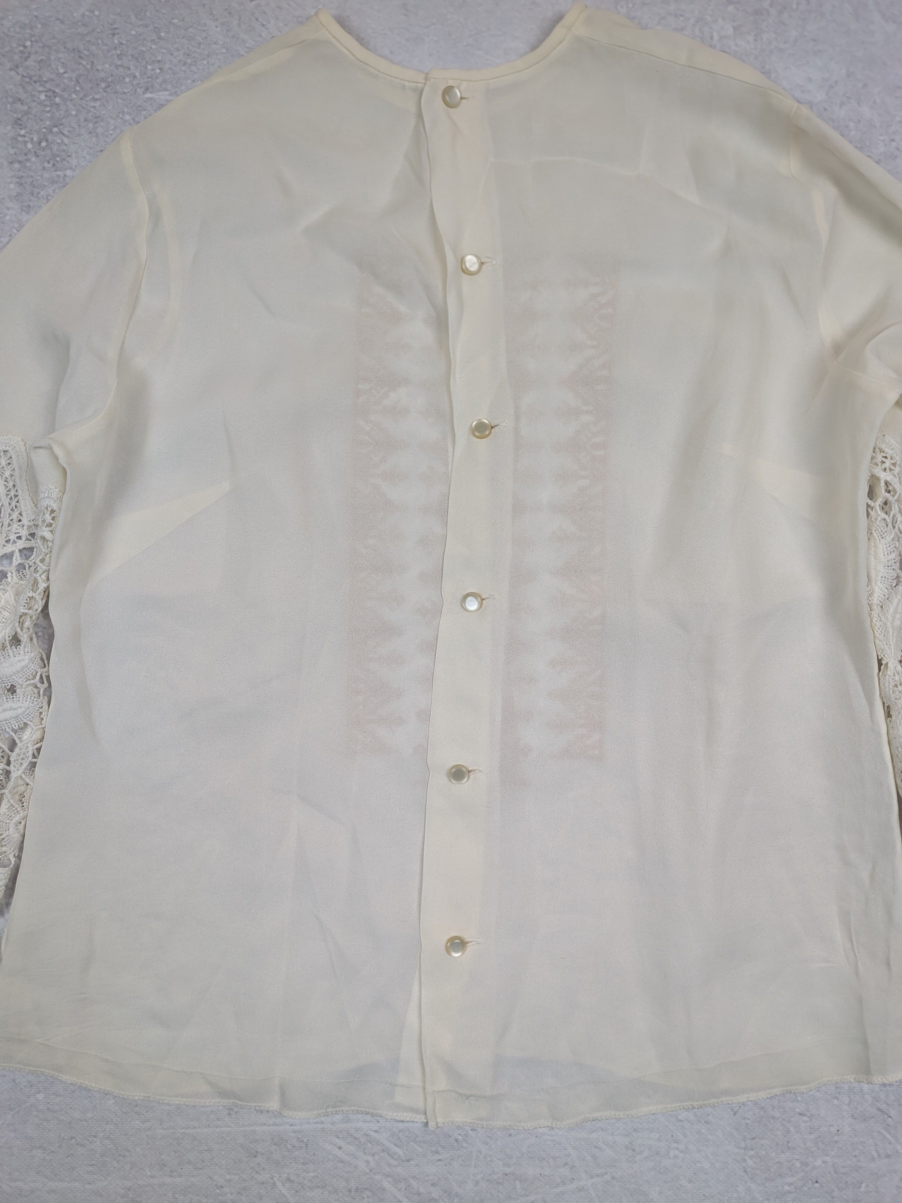 Other Handmade Vintage Silk & Guipure Lace Blouse Boho Size L XL Size L / US 10 / IT 46 - 10 Thumbnail
