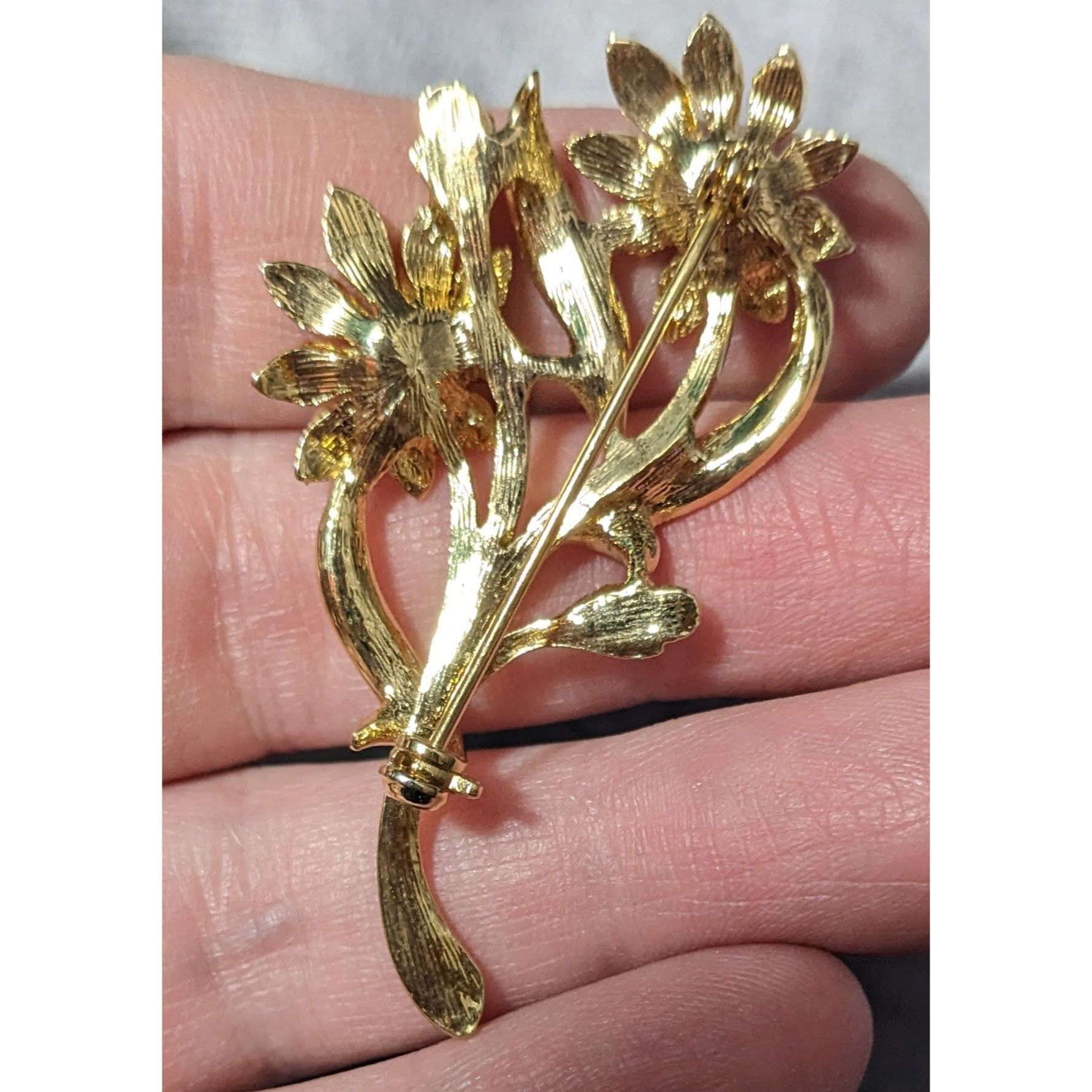 Other Vintage Floral Silver And Gold Tone Rhinestone Brooch Size ONE SIZE - 7 Thumbnail