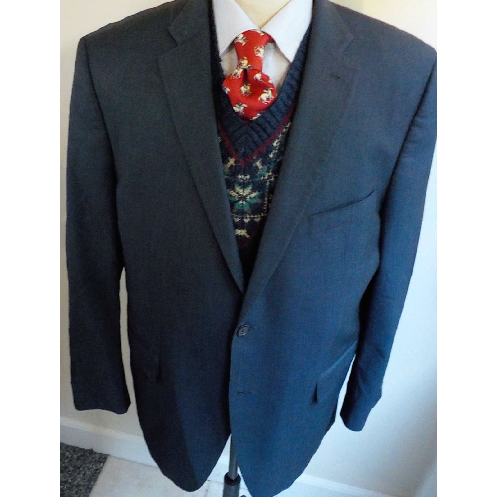 Peter Millar VINTAGE Peter Millar Blazer 2 Button Blue Tonal Stripe SZ 44R Regular Mens Jacket Size 44R - 2 Thumbnail