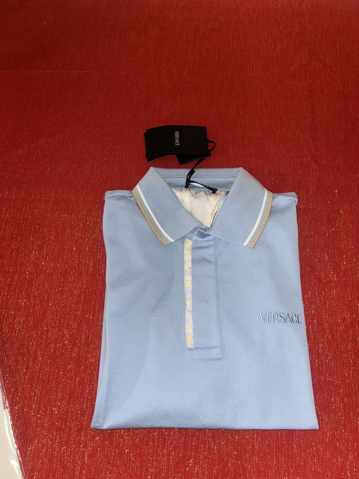 Versace Versace Blue Polo Shirt Sz XL Size US XL / EU 56 / 4 - 3 Thumbnail
