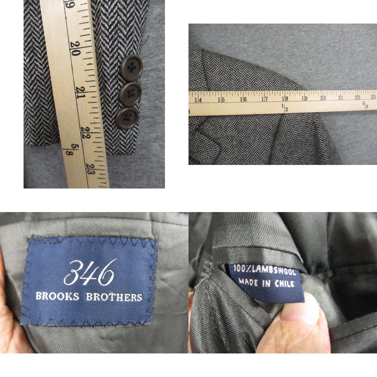 Brooks Brothers Brooks Brothers 346 Blazer Jacket 40 Men's Lambswool Gray Herringbone Notch Lapel Single-Breasted Two-Button Sport Coat Wool Mens Size 40R - 8 Thumbnail