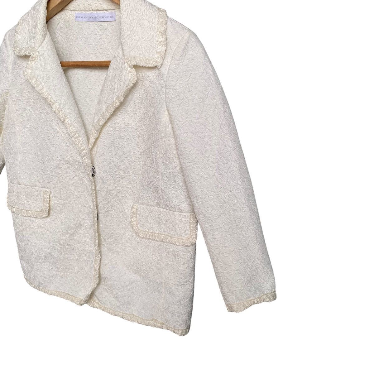 Ermanno Scervino Ermanno Scervino Textured Blazer Jacket Delicate Ruffle Trim Size XS / US 0-2 / IT 36-38 - 8 Thumbnail