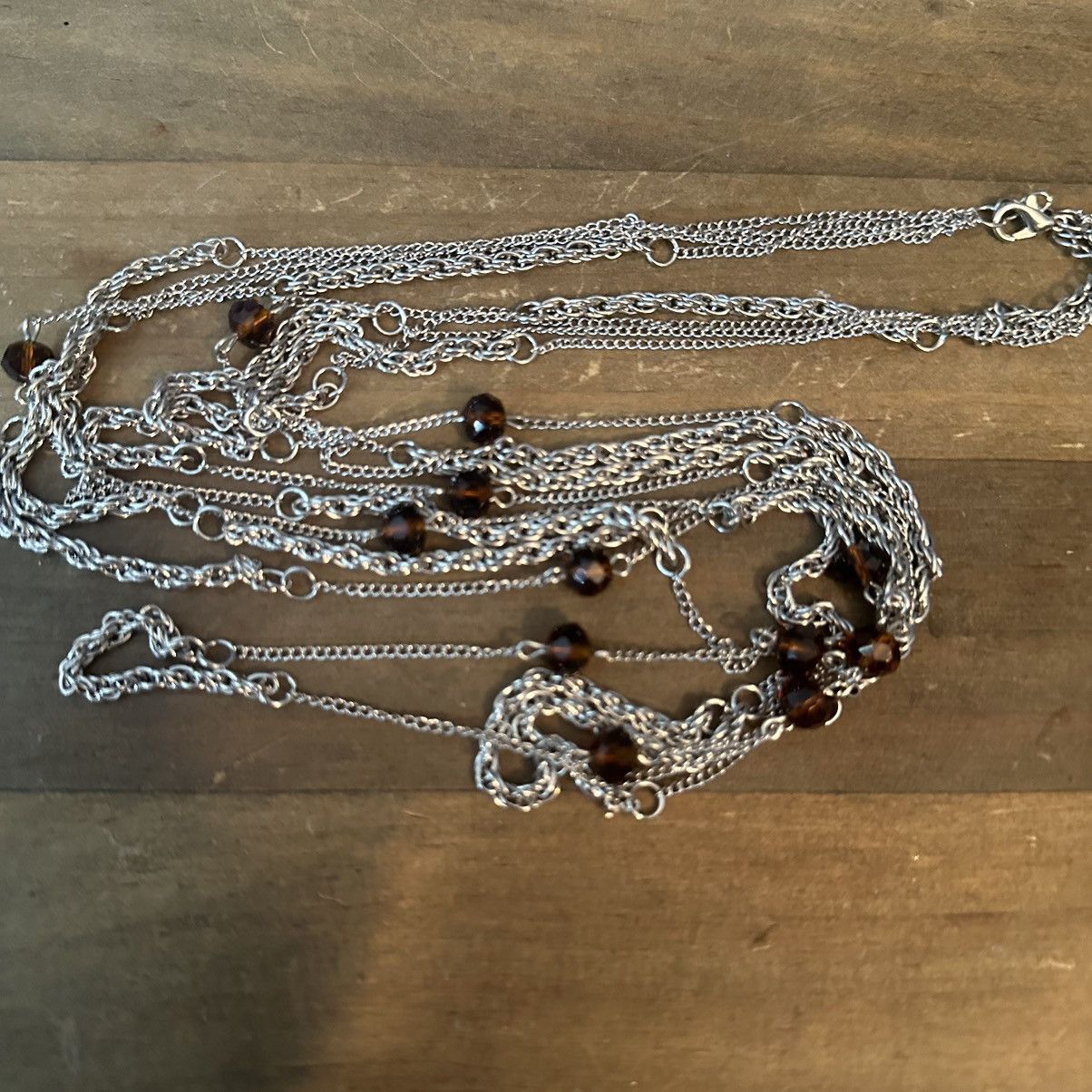 Other Multi strand layered silver & stationed amber beads necklace Size ONE SIZE - 2 Thumbnail