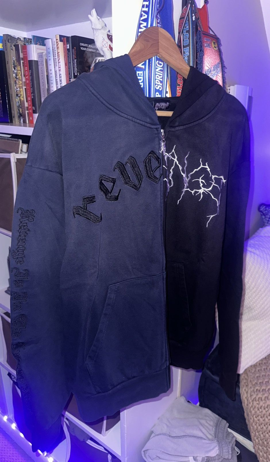 Revenge Rare Revenge ‘Duality Zip’ Hoodie Navy/Black Size US L / EU 52-54 / 3 - 1 Thumbnail