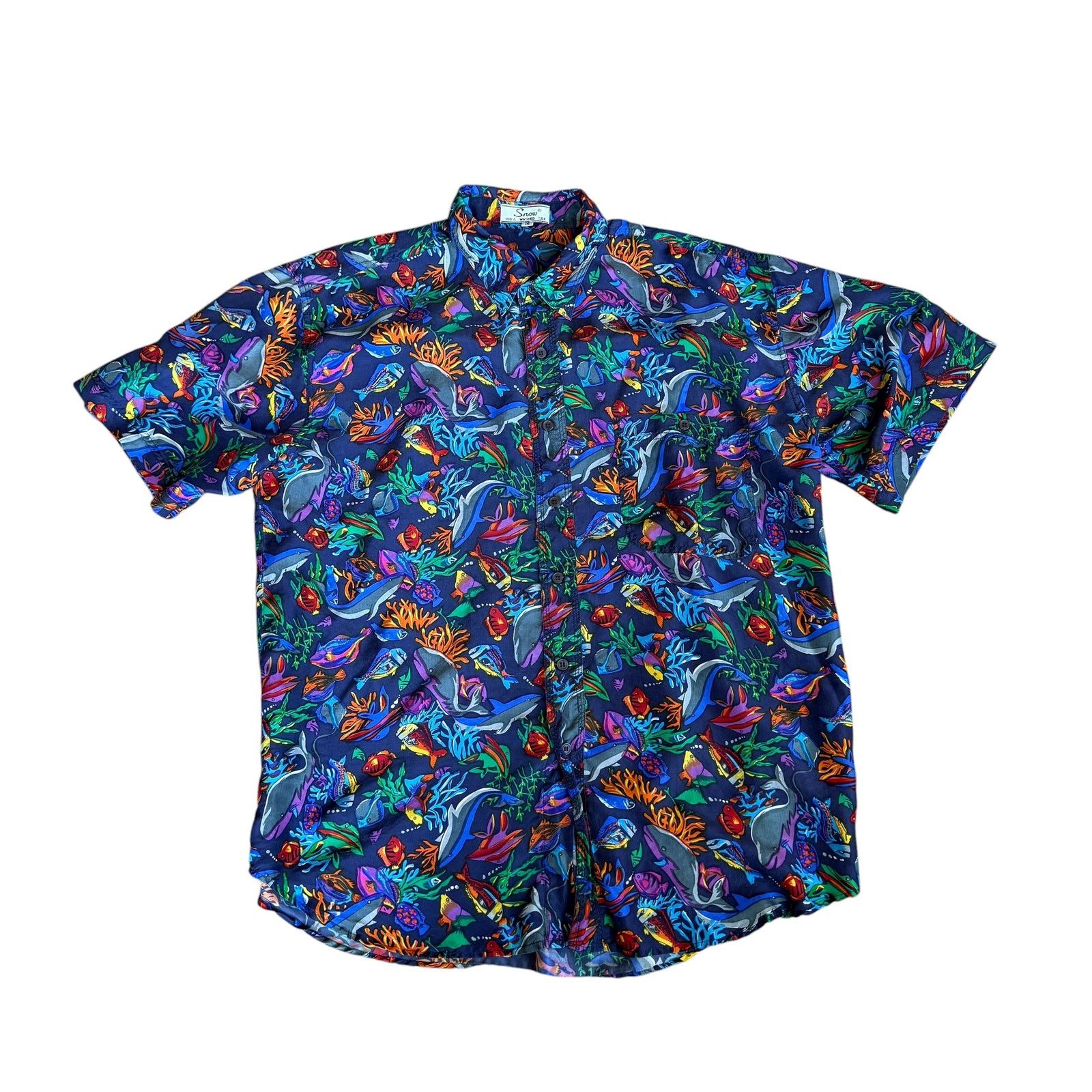 Vintage Vintage Fish AllOverPrint Shirt Silk Mens Medium Size US M / EU 48-50 / 2 - 1 Thumbnail