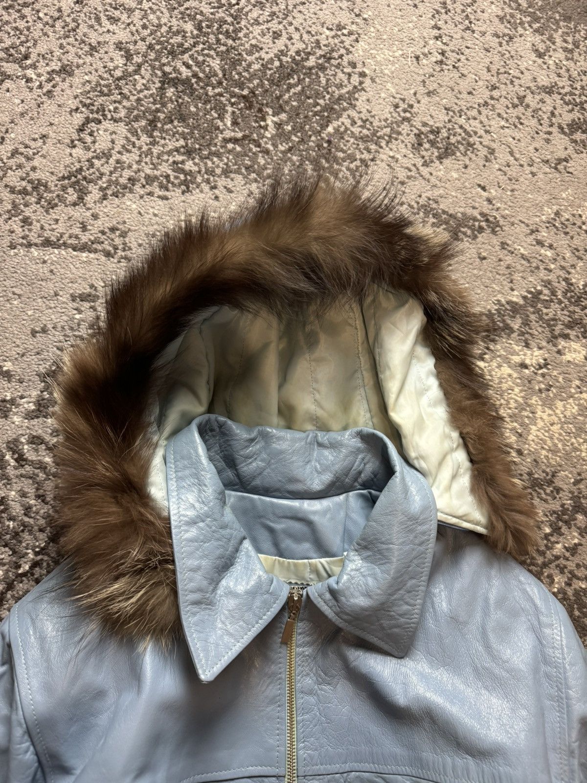 Designer × Vintage Vintage Y2K Vera Pelle Poell Style Fuzzy Fur Hood Leather Size US M / EU 48-50 / 2 - 12 Thumbnail