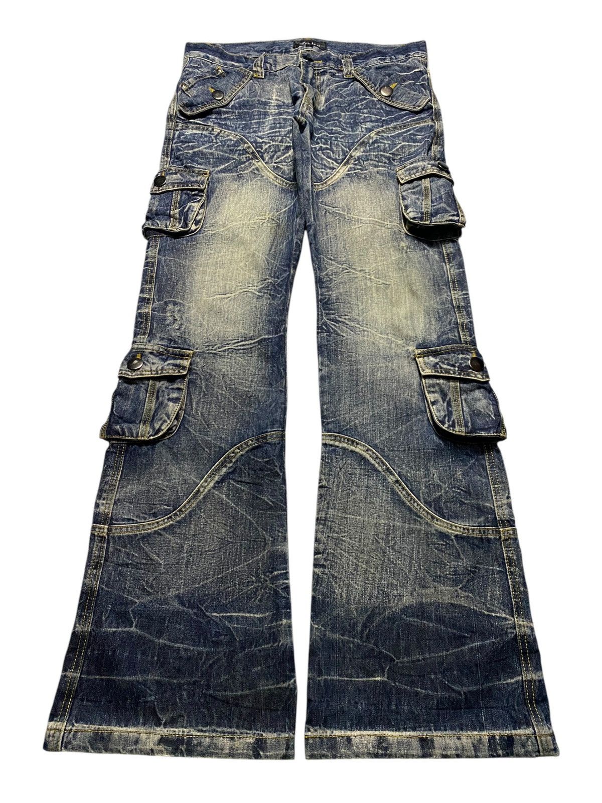If Six Was Nine Vintage Japanese Brand Topism Tactical Flare Jeans Size US 33 - 1 Thumbnail