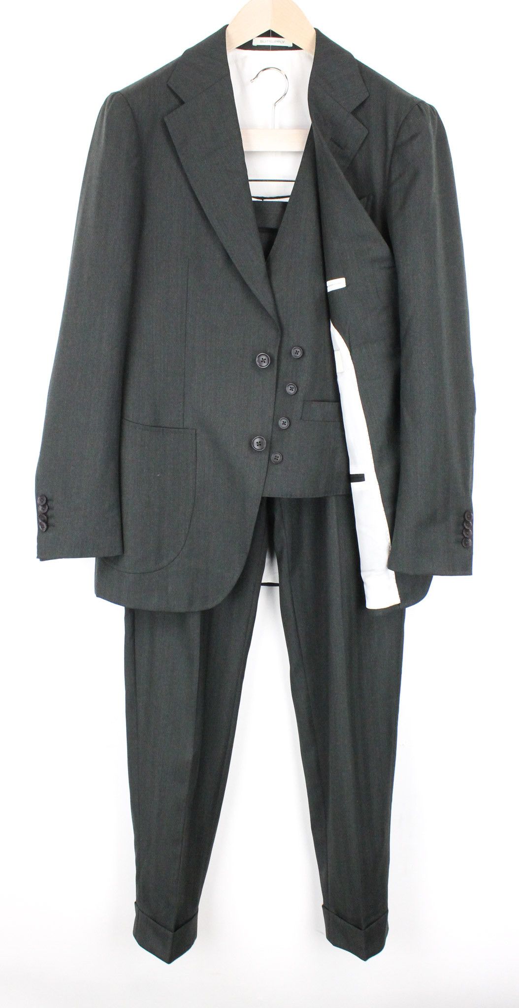 image of Suitsupply Havana Tulip Uk38R Green Wool S130's 3 Piece Suit 70977, Men's