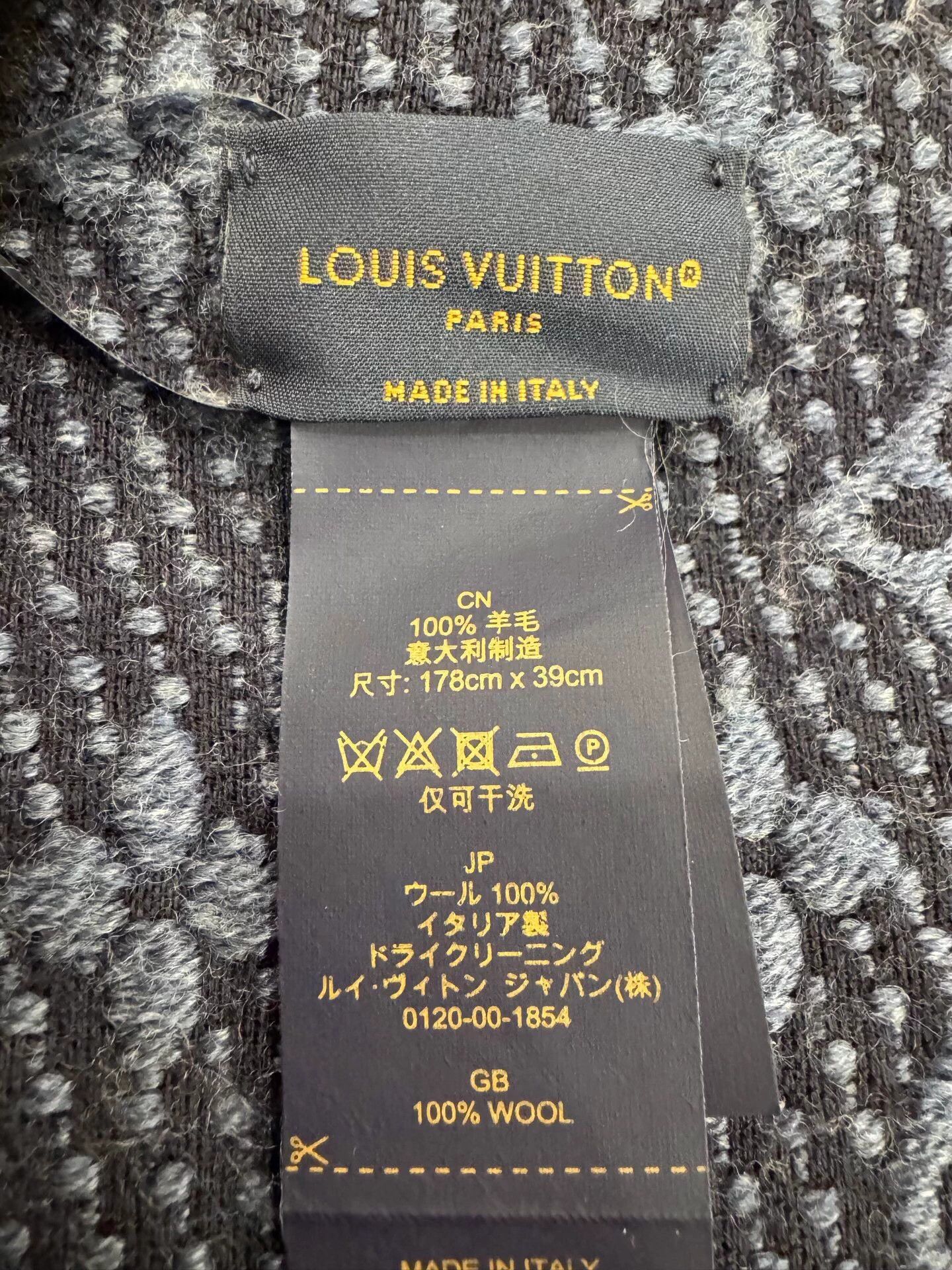 Louis Vuitton LV Blue Monogram Print Double-sided Tassel Wool Scarf Size ONE SIZE - 6 Thumbnail