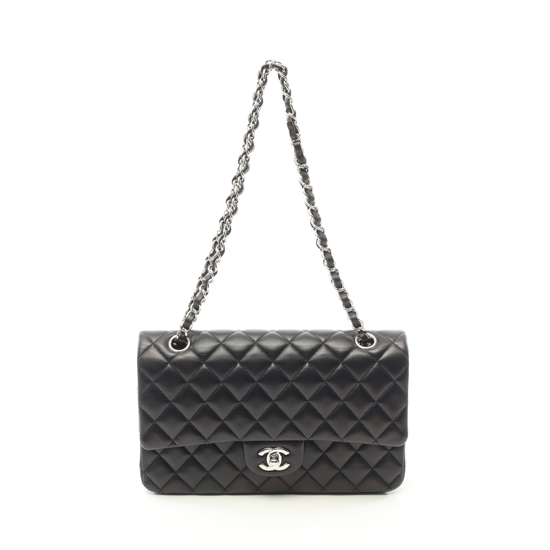 Chanel Chanel Matelasse Double Flap Chain Shoulder Bag Lambskin Black Silver Hardware Size ONE SIZE - 1 Thumbnail