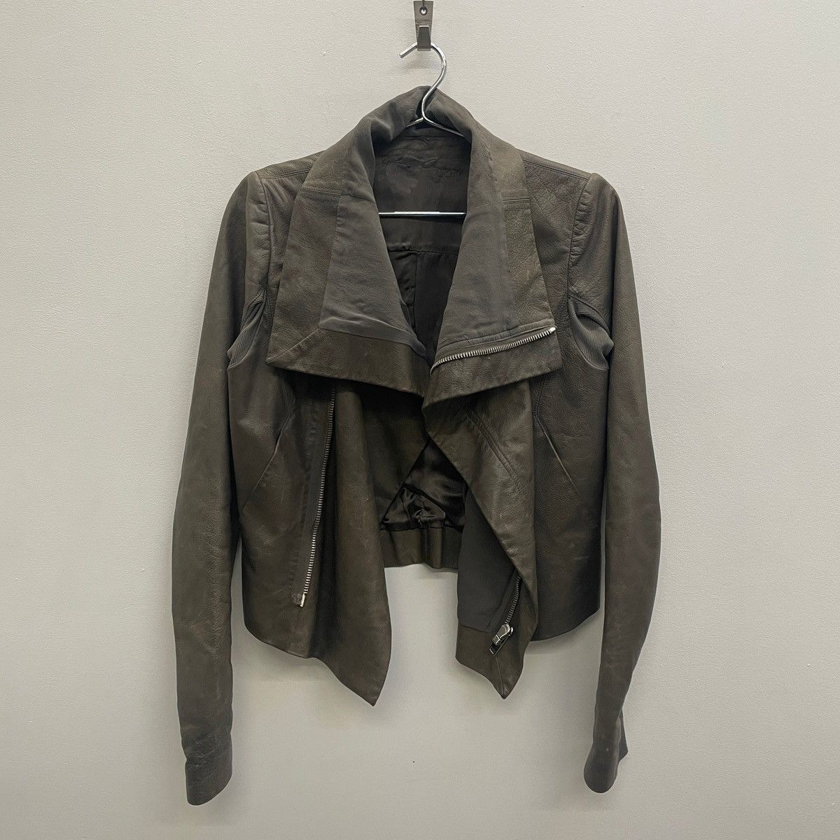 Rick Owens FW07 Rick Owens “EXPLODER” High Neck Biker Jacket Size M / US 6-8 / IT 42-44 - 3 Thumbnail